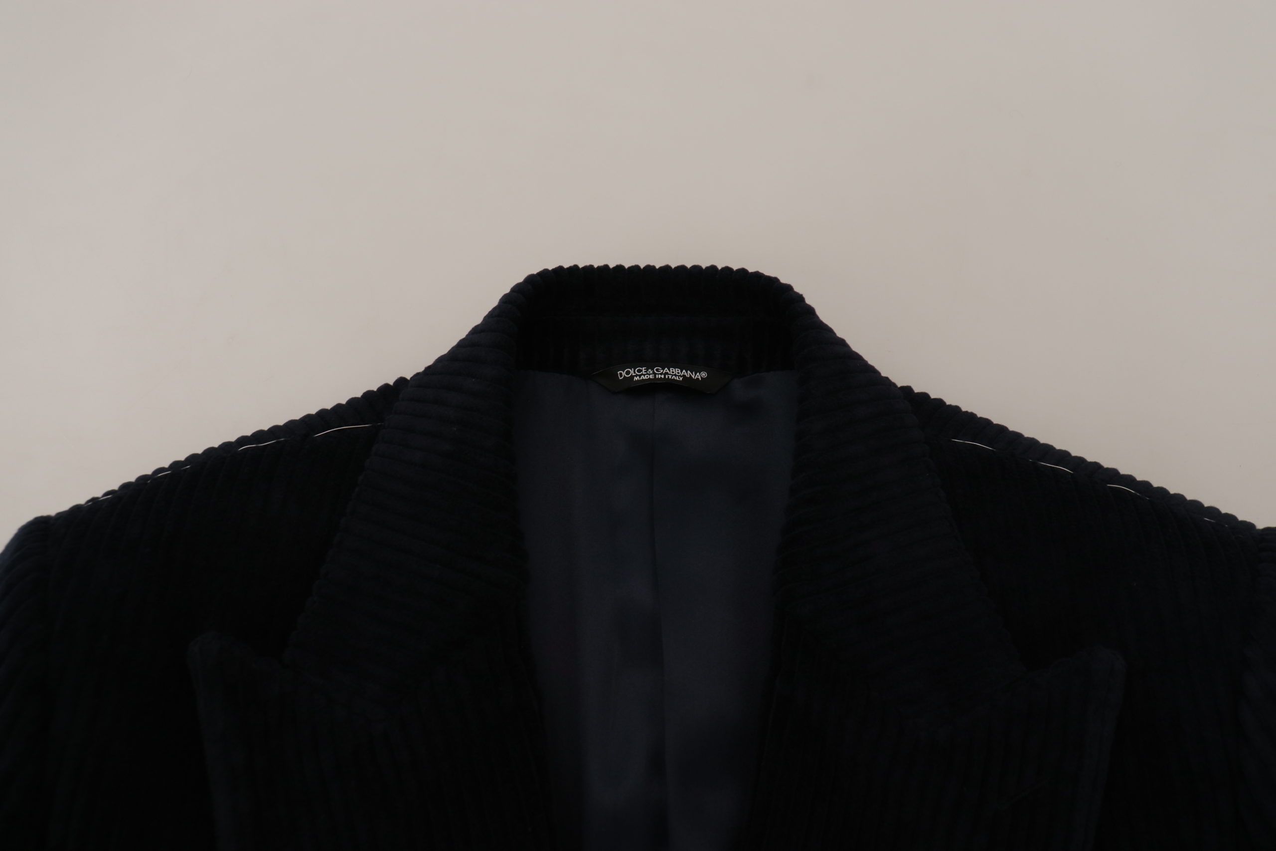 Dolce & Gabbana Schwarzer Baumwoll-Cardigan Langer Mantel Männer Jacke