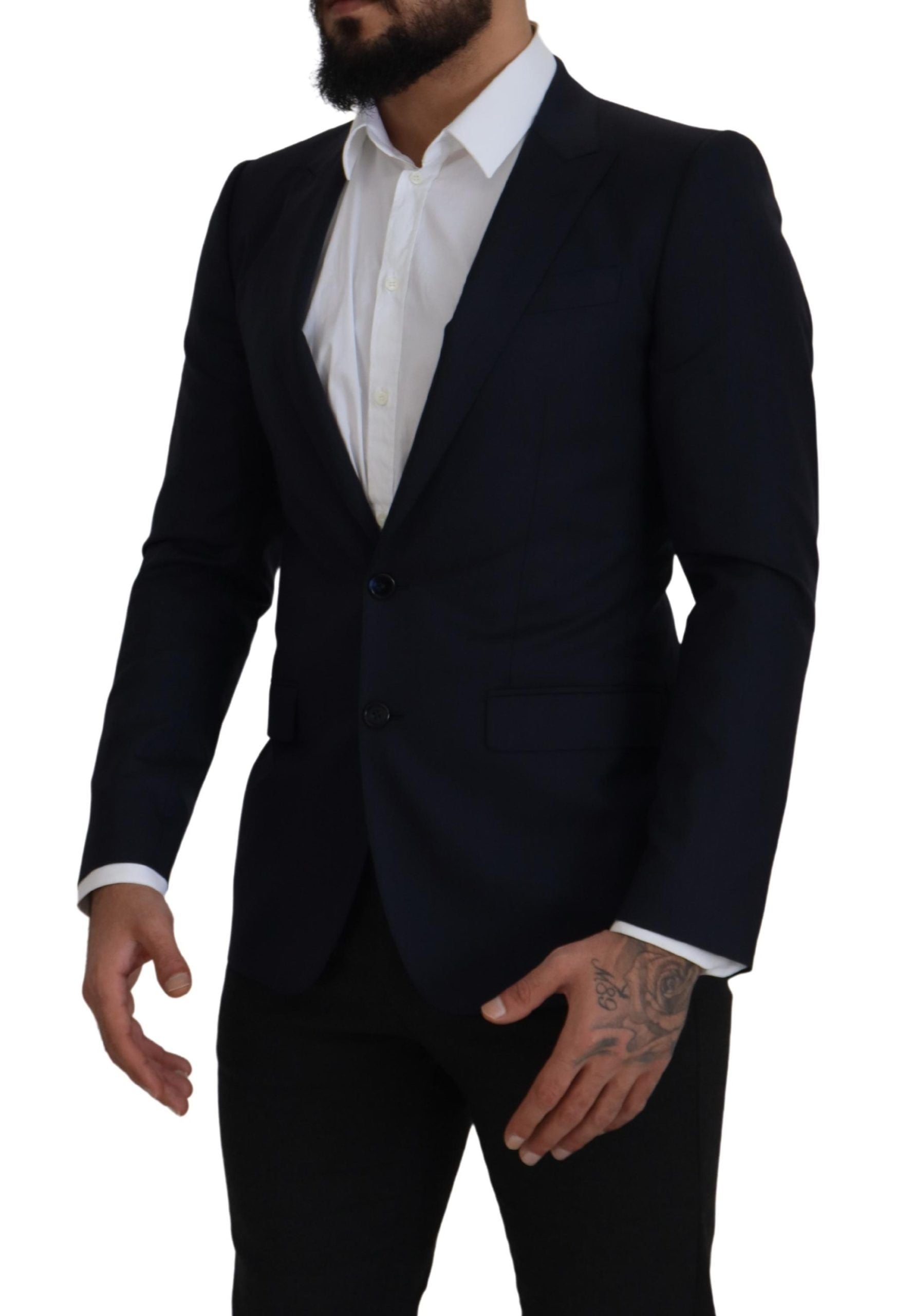 Dolce & Gabbana Blauer einreihiger Wollmantel Blazer