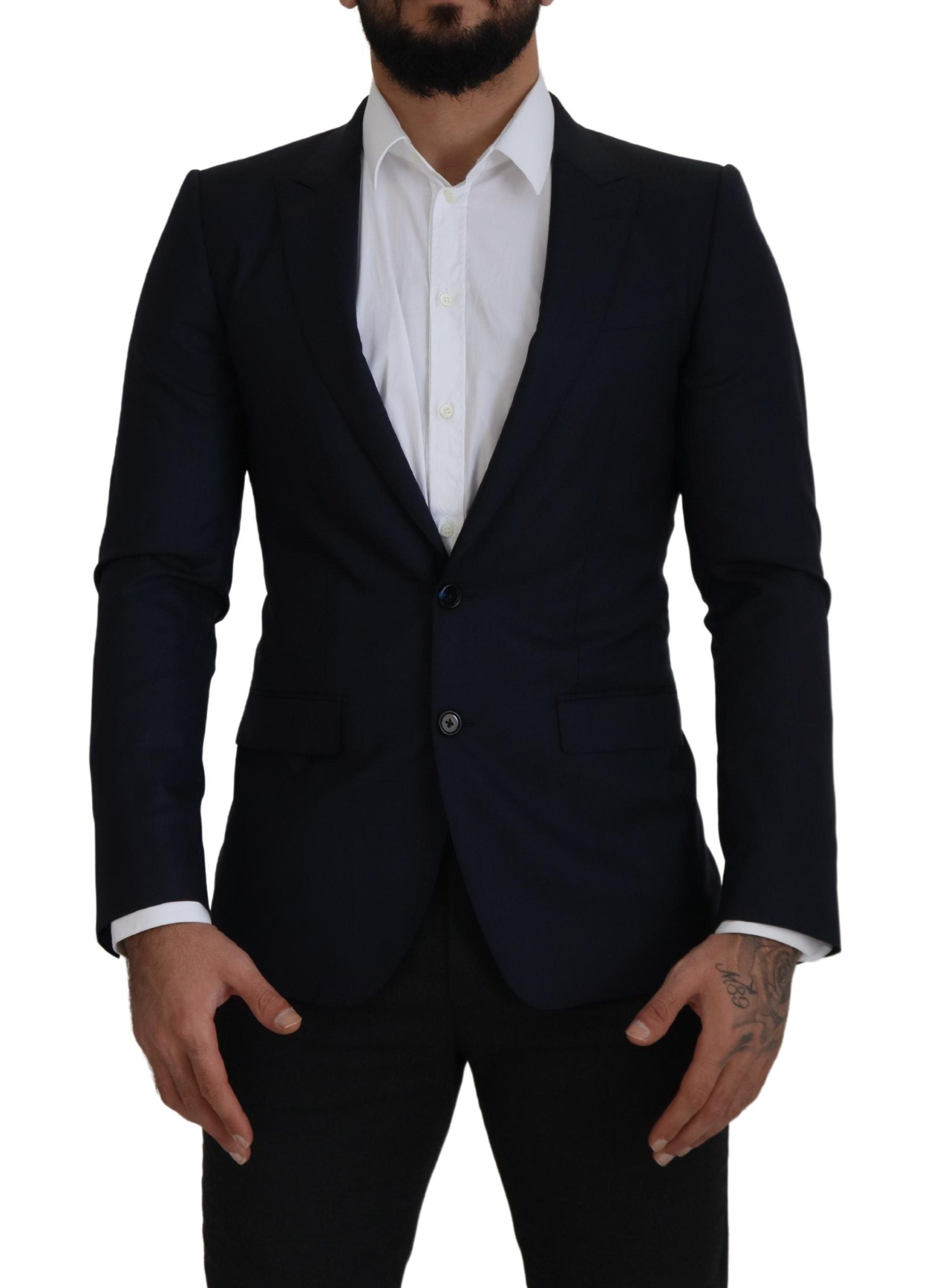 Dolce & Gabbana Blauer einreihiger Wollmantel Blazer