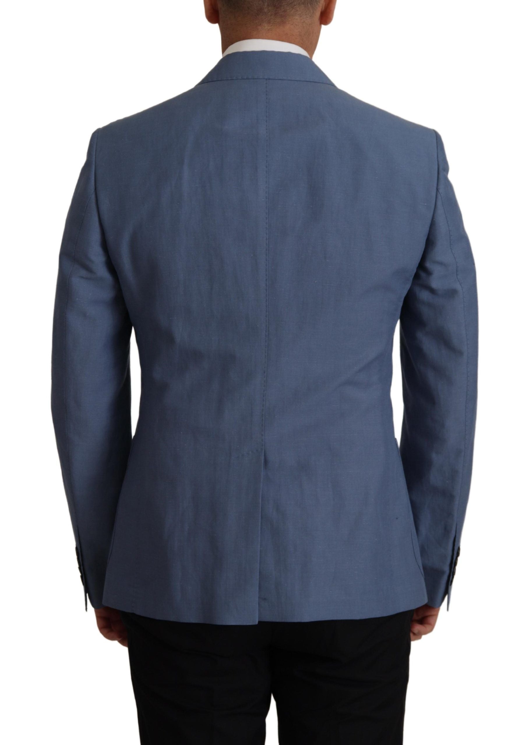 Dolce & Gabbana Blaue einreihige Logo-Blazer-Jacke