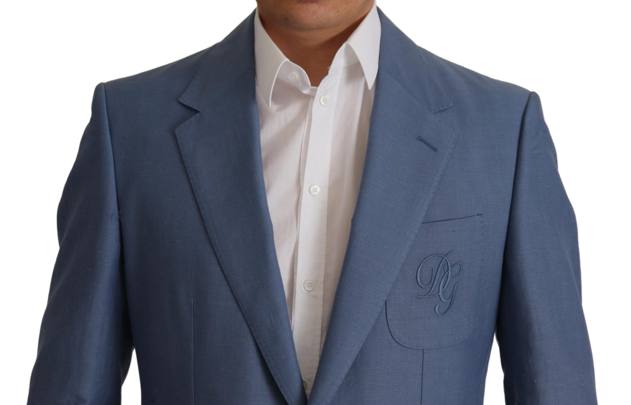 Dolce & Gabbana Blaue einreihige Logo-Blazer-Jacke