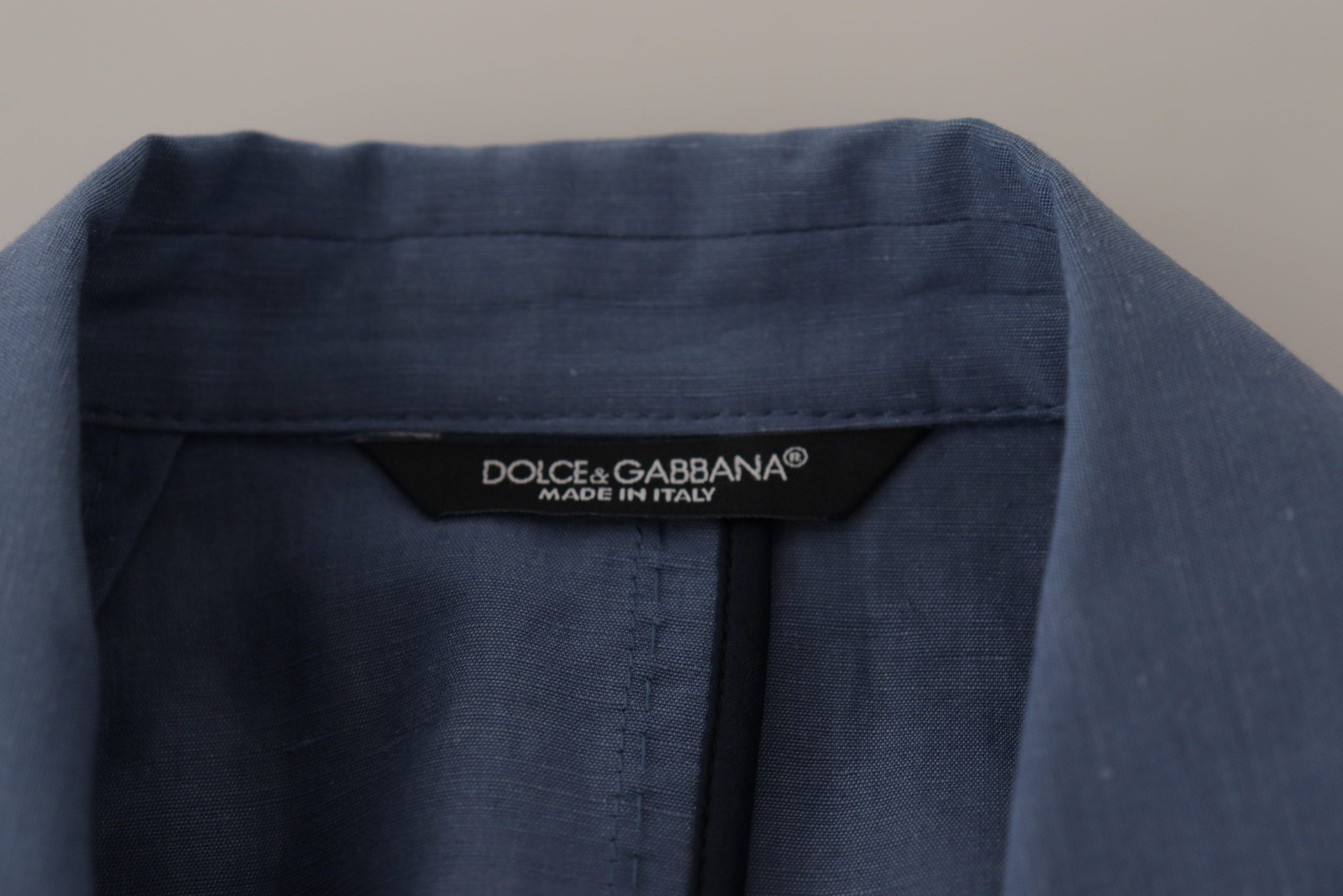 Dolce & Gabbana Blaue einreihige Logo-Blazer-Jacke