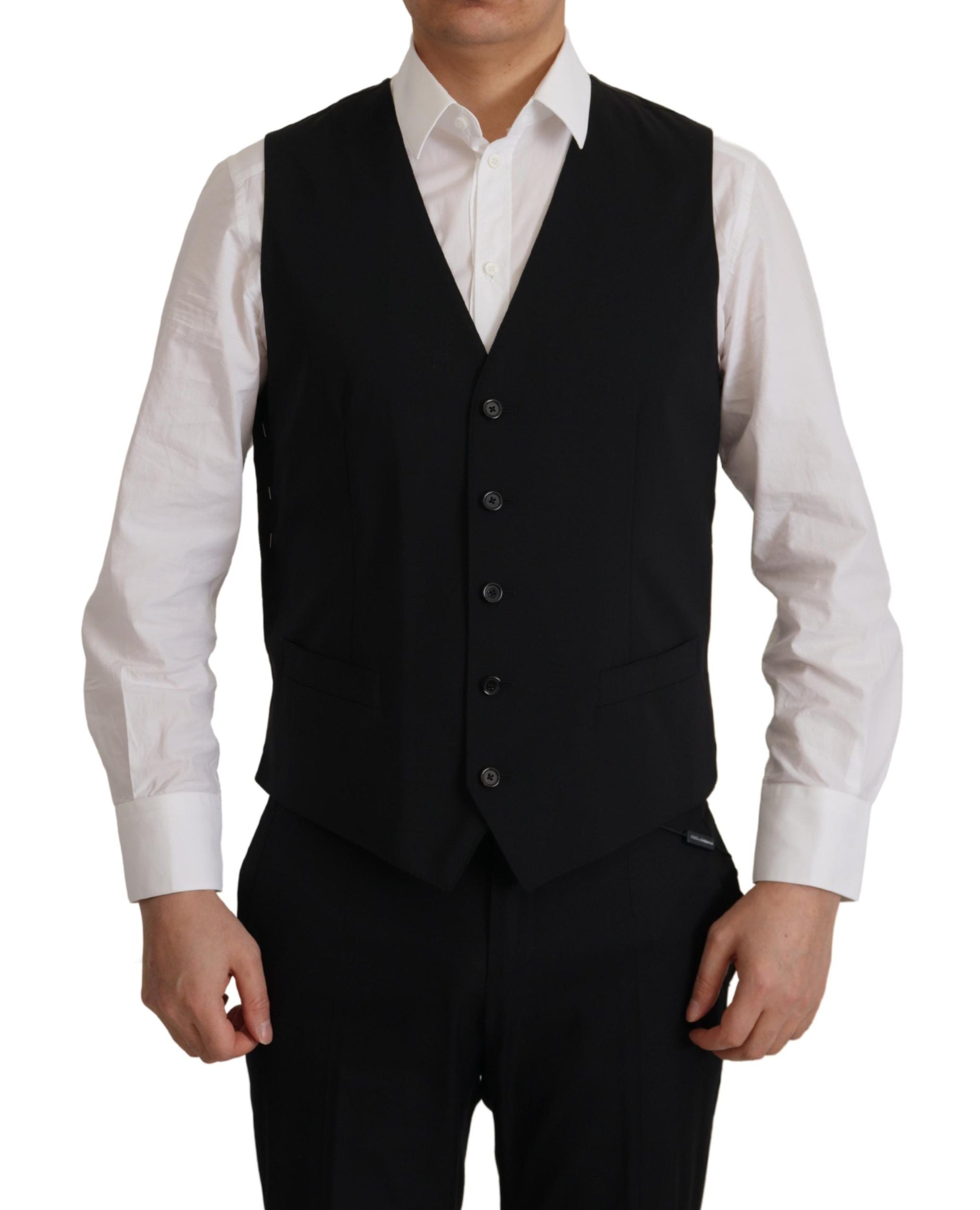 Dolce &amp; Gabbana Black Jacket Vest 2 Pieces MARTINI Blazer