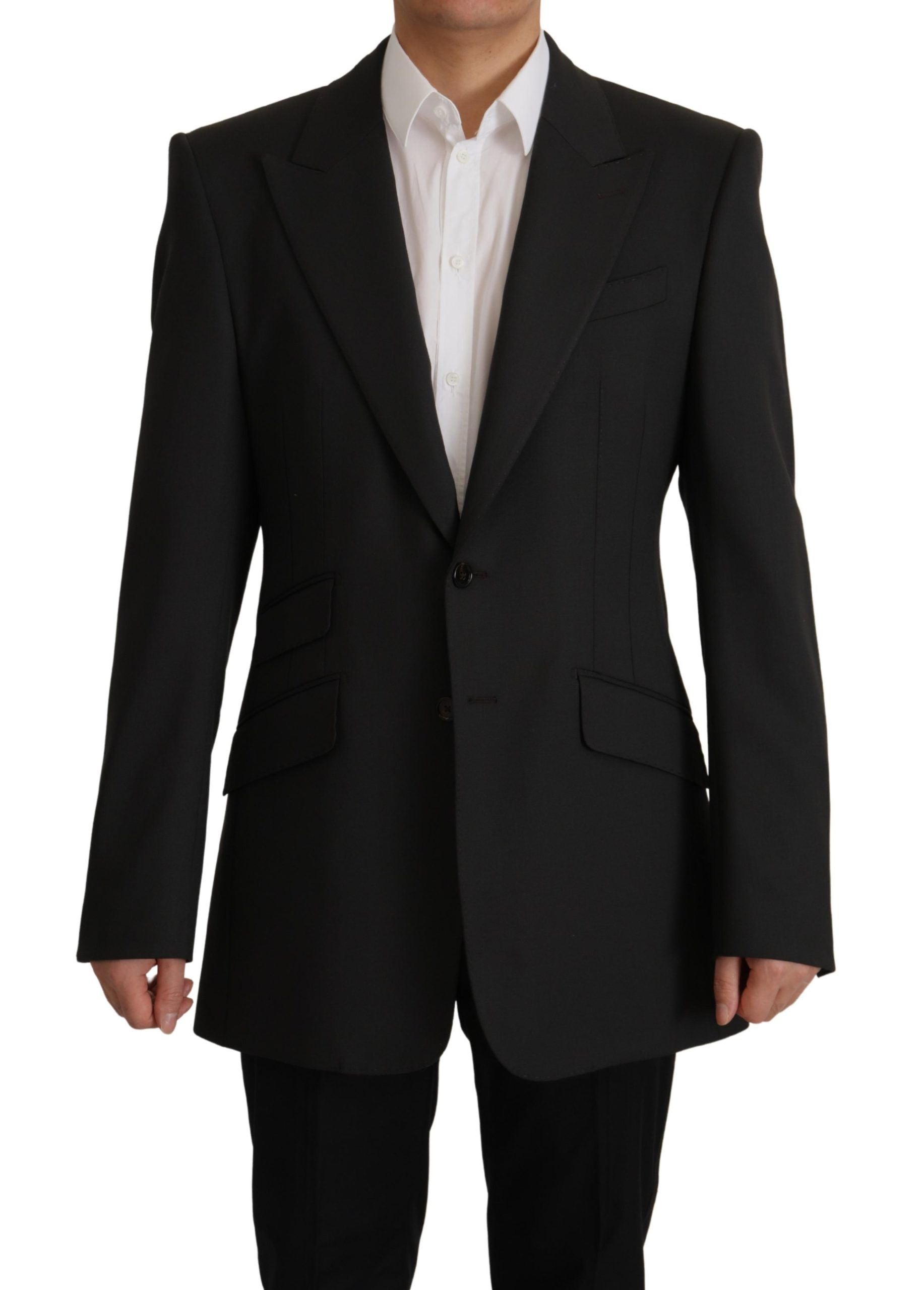 Dolce & Gabbana Schwarzer einreihiger Blazer aus Wolle v