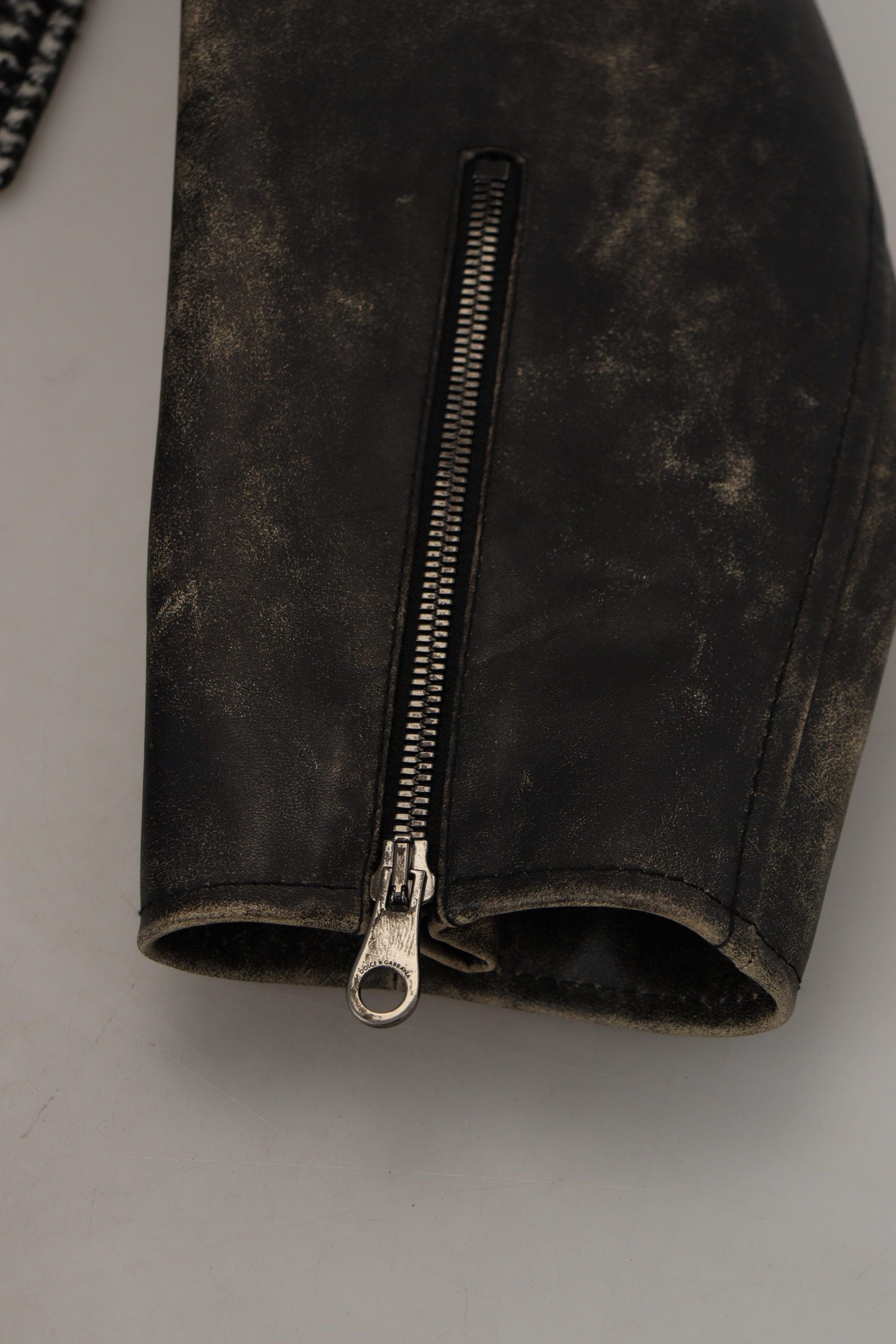 Dolce &amp; Gabbana Black houndstooth polyester bomber jacket