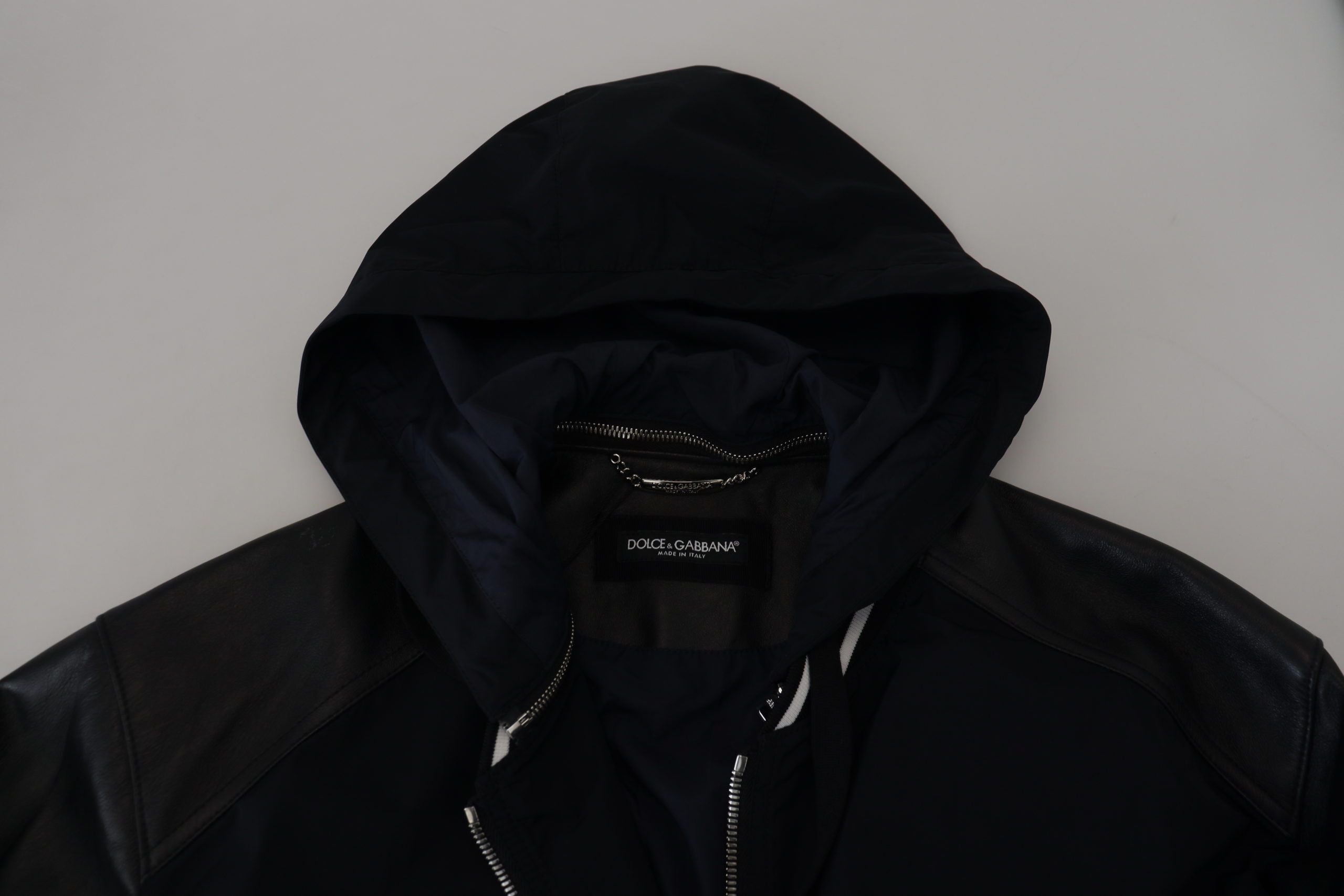 Dolce &amp; Gabbana Black Polyester Blouson Coat with Hood Jacket