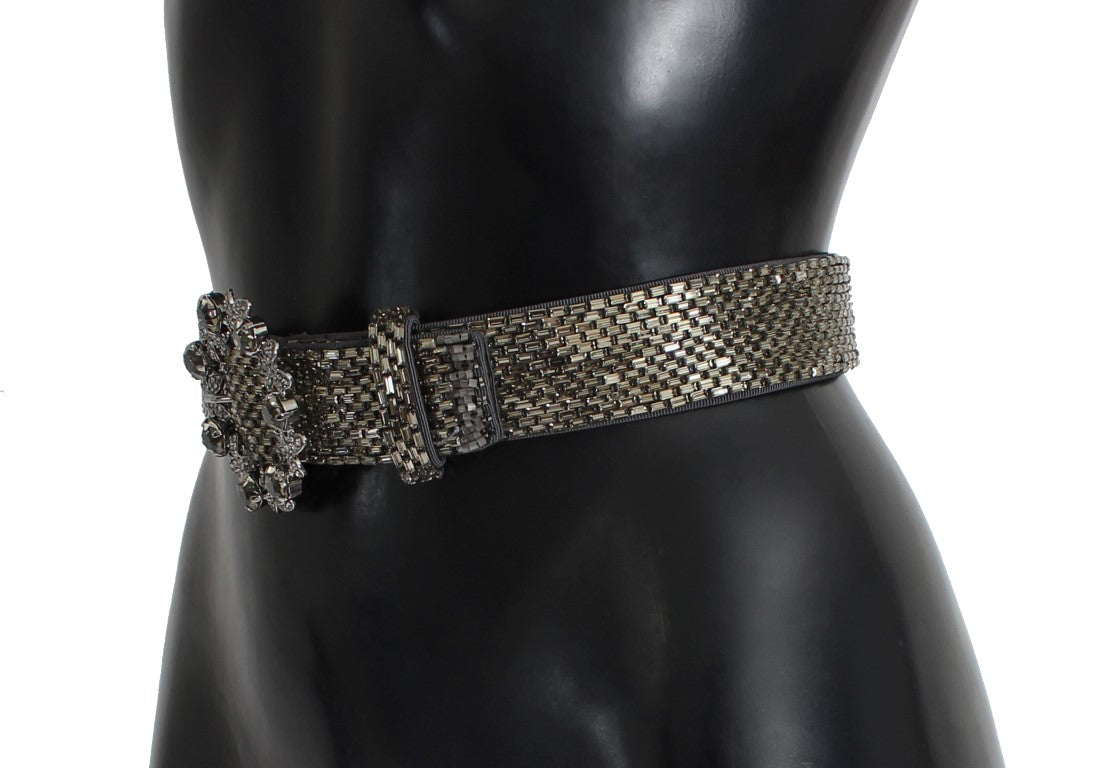 Dolce &amp; Gabbana sequined waist belt with crystal buckle