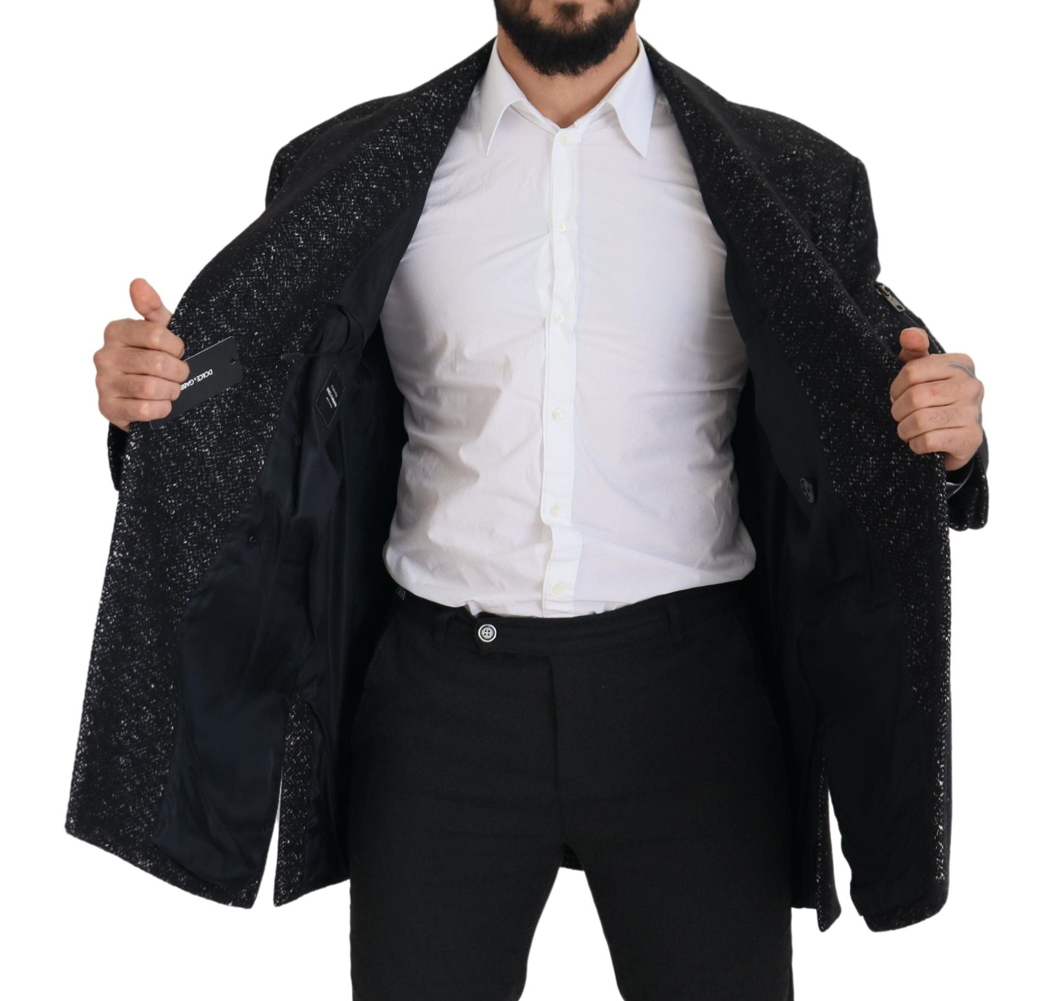 Dolce &amp; Gabbana Black Wool Coat Double Breasted Men's Jacket