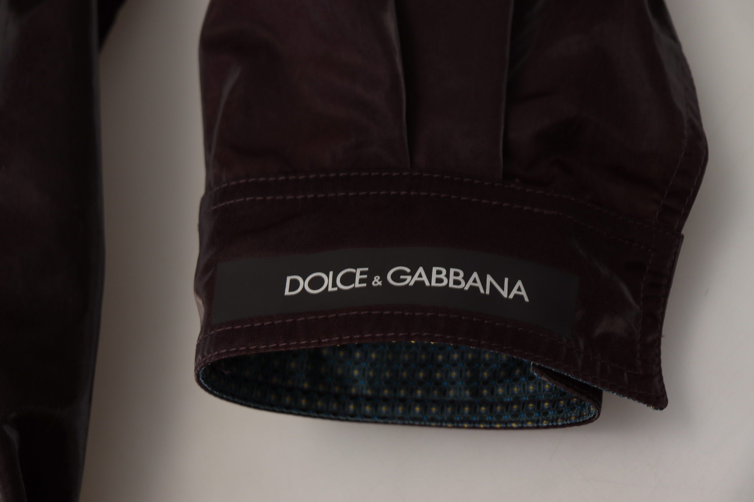 Dolce &amp; Gabbana Bordeaux Nylon Collar Men Coat Jacket
