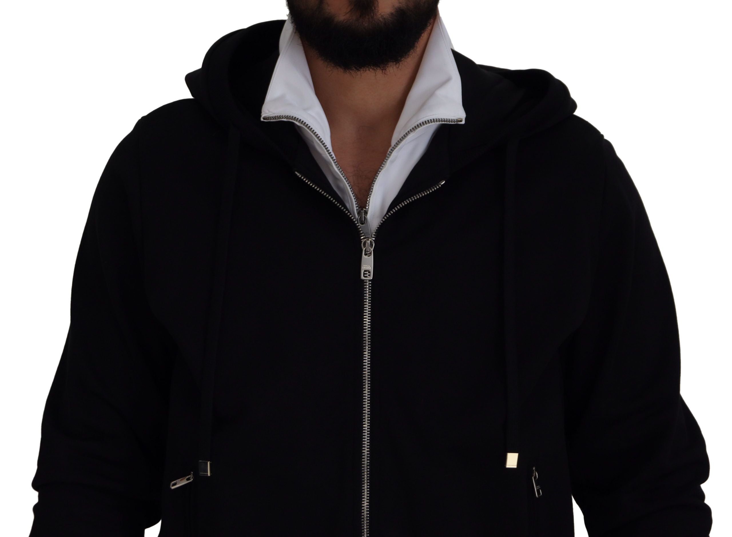 Dolce &amp; Gabbana Black Polyester Jacket with Hood and Full Zip