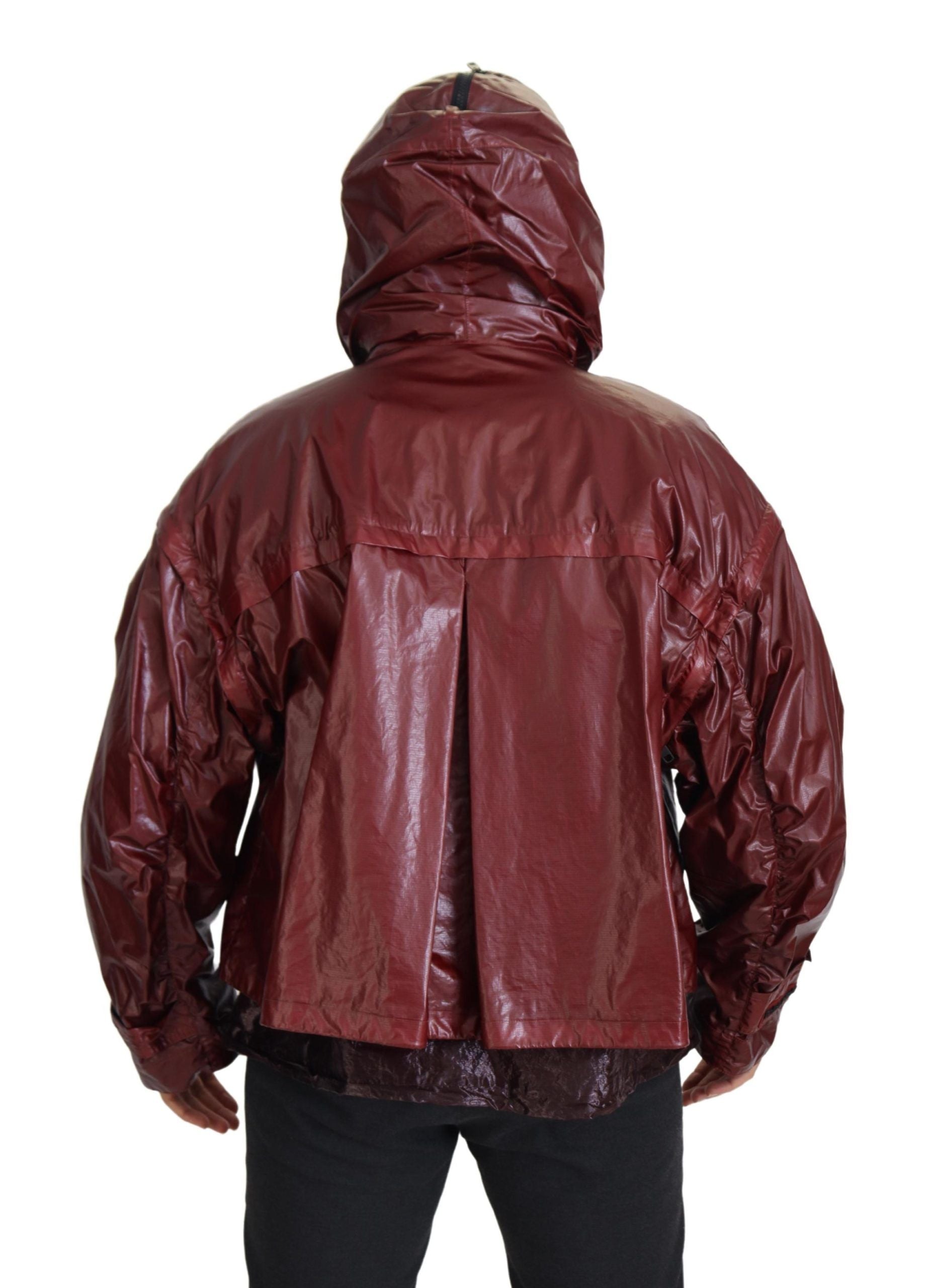 Dolce &amp; Gabbana burgundy cotton jacket with hood and zip