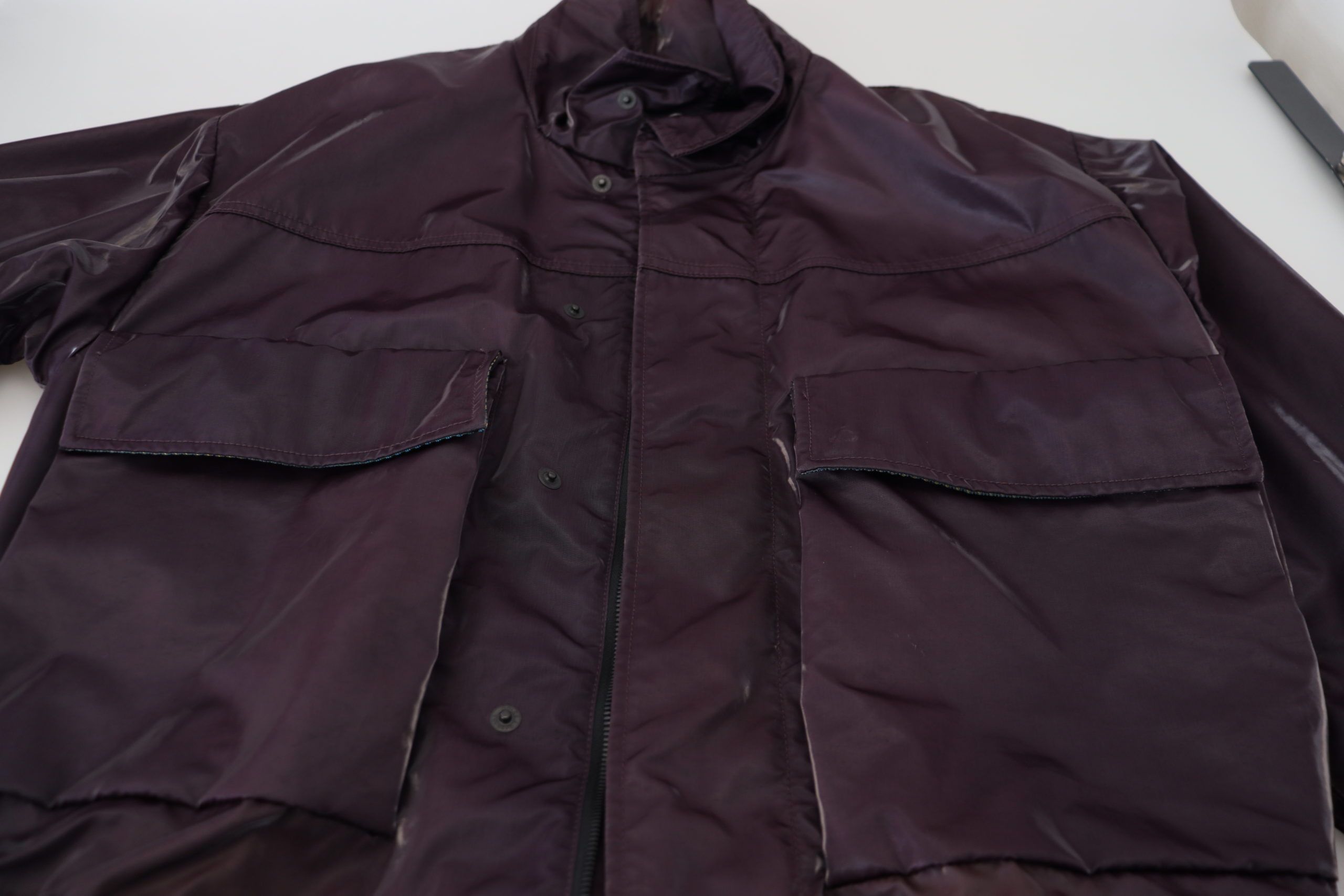 Dolce &amp; Gabbana Purple Nylon Biker Coat Jacket with Collar
