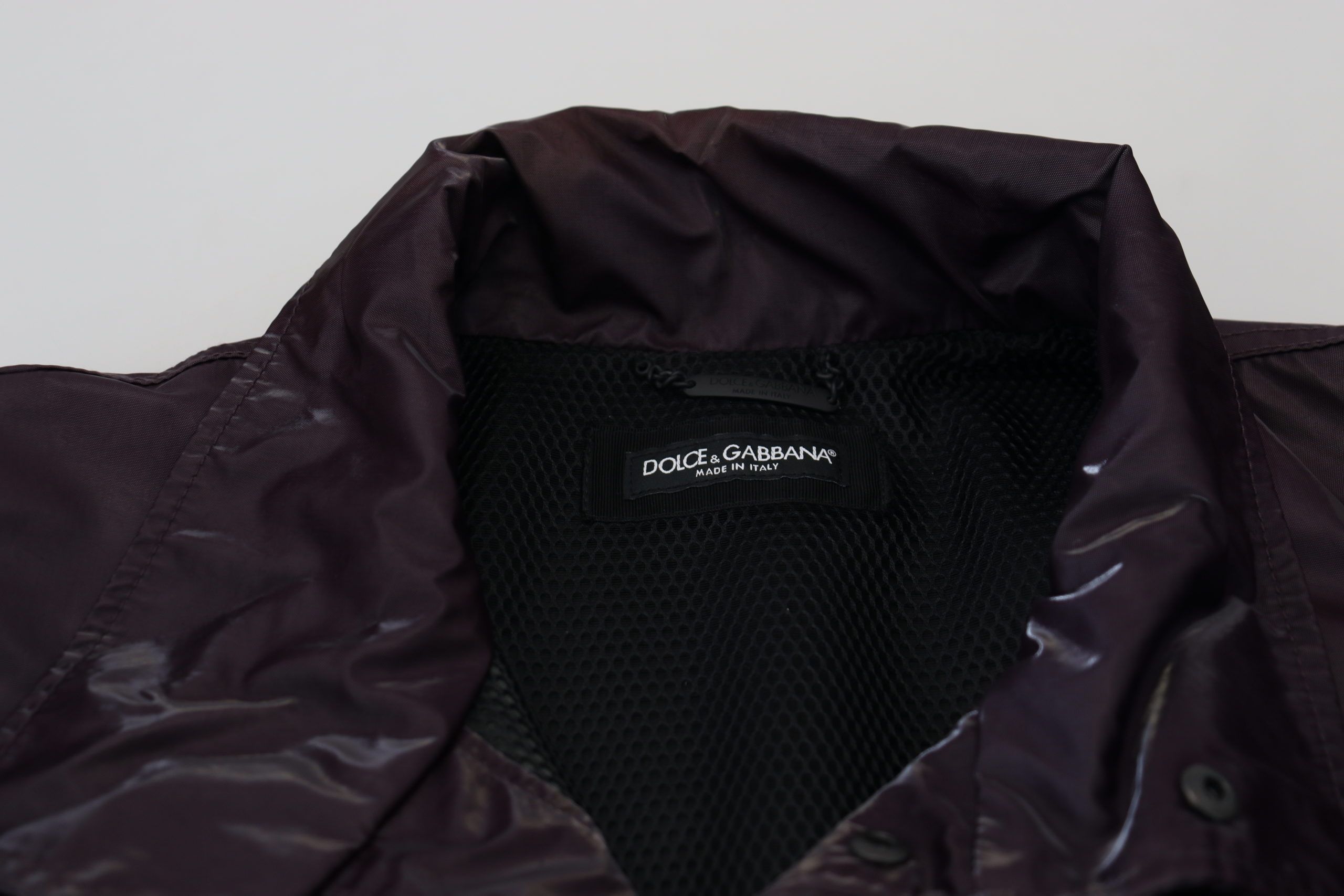 Dolce &amp; Gabbana Purple Nylon Biker Coat Jacket with Collar