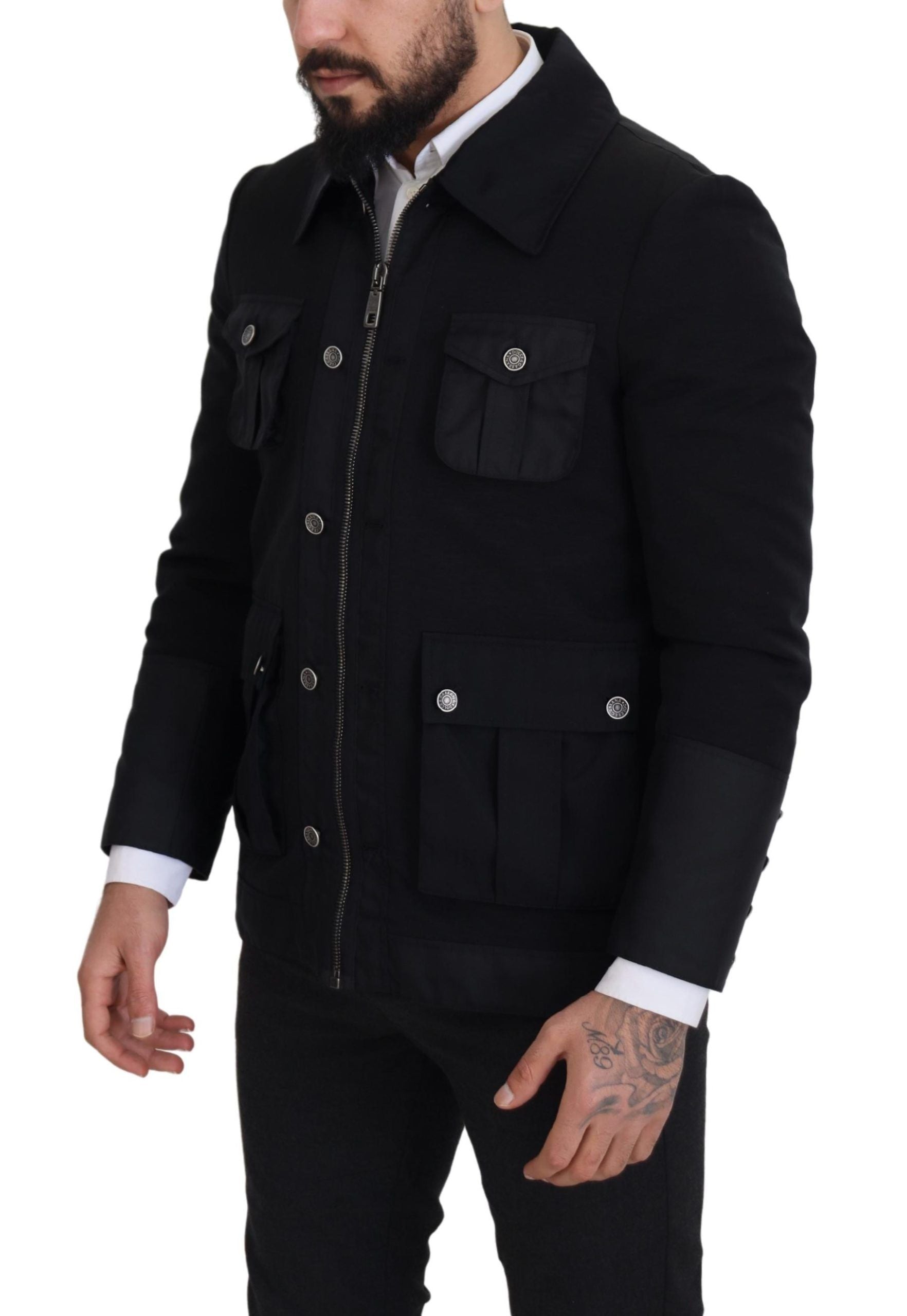 Dolce &amp; Gabbana Elegant jacket in black wool blend with full zip