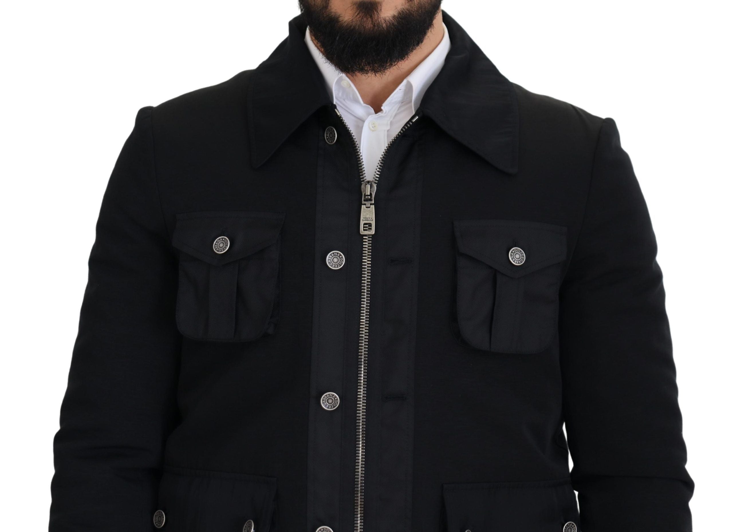 Dolce &amp; Gabbana Elegant jacket in black wool blend with full zip
