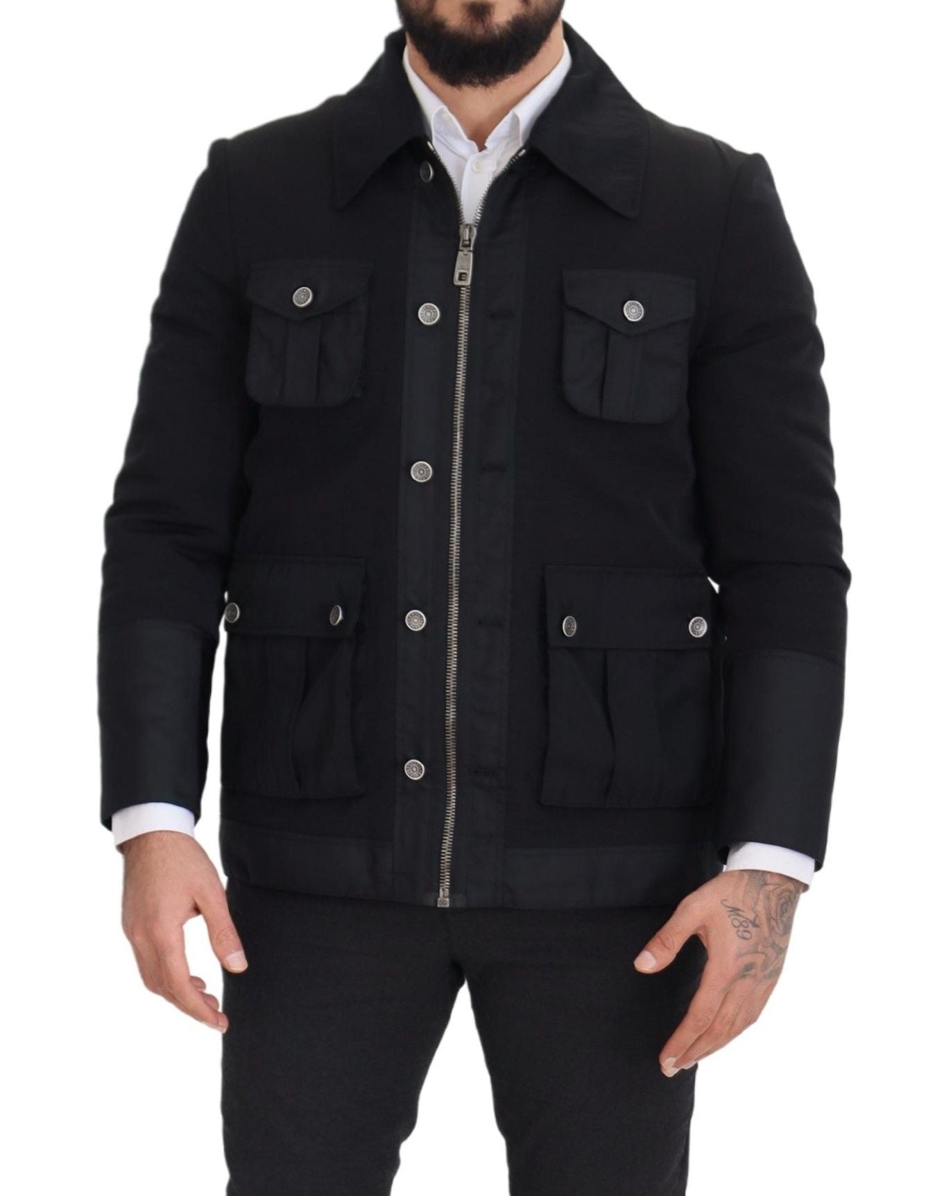 Dolce &amp; Gabbana Elegant jacket in black wool blend with full zip