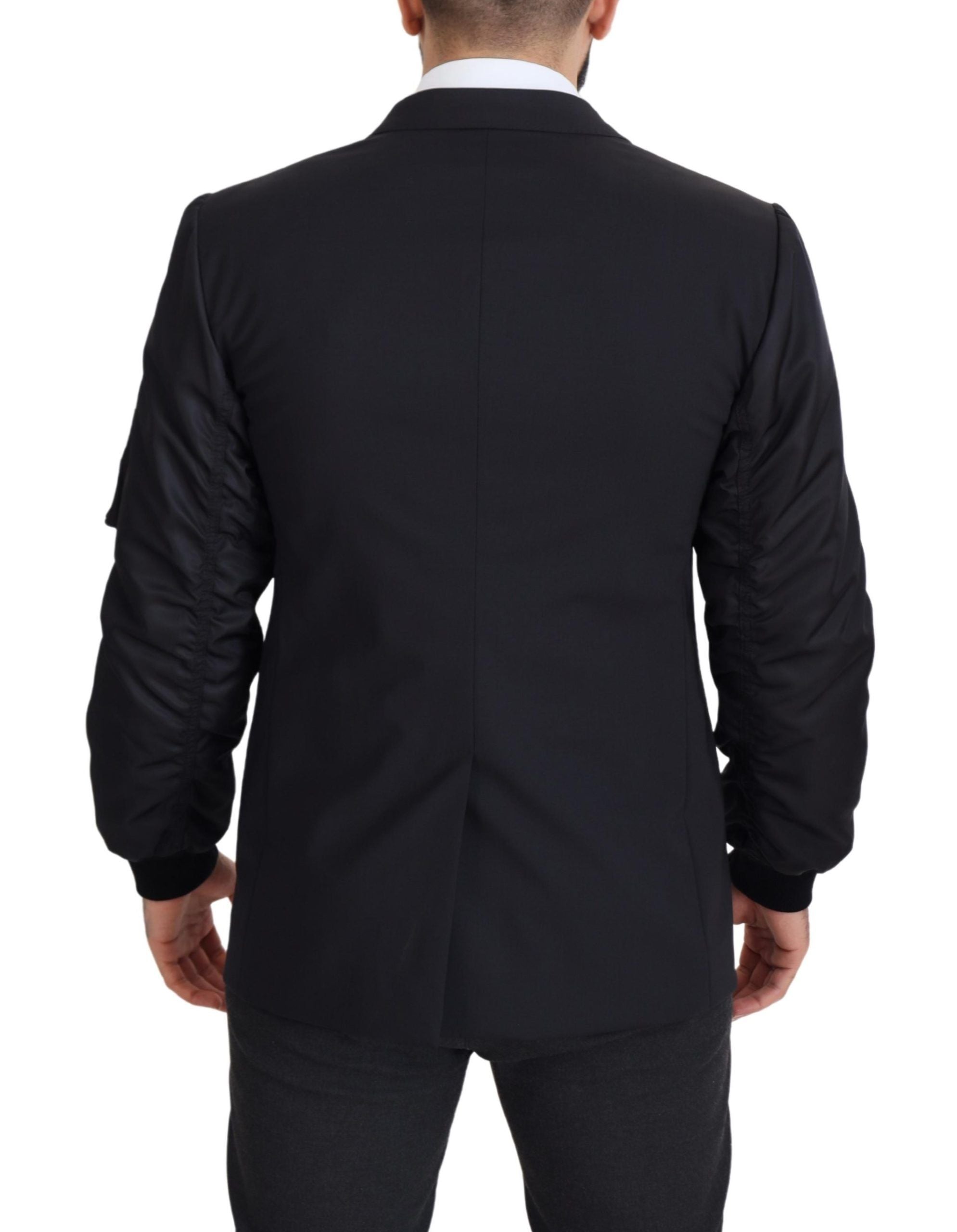 Dolce &amp; Gabbana Black wool long-sleeved full-zip jacket