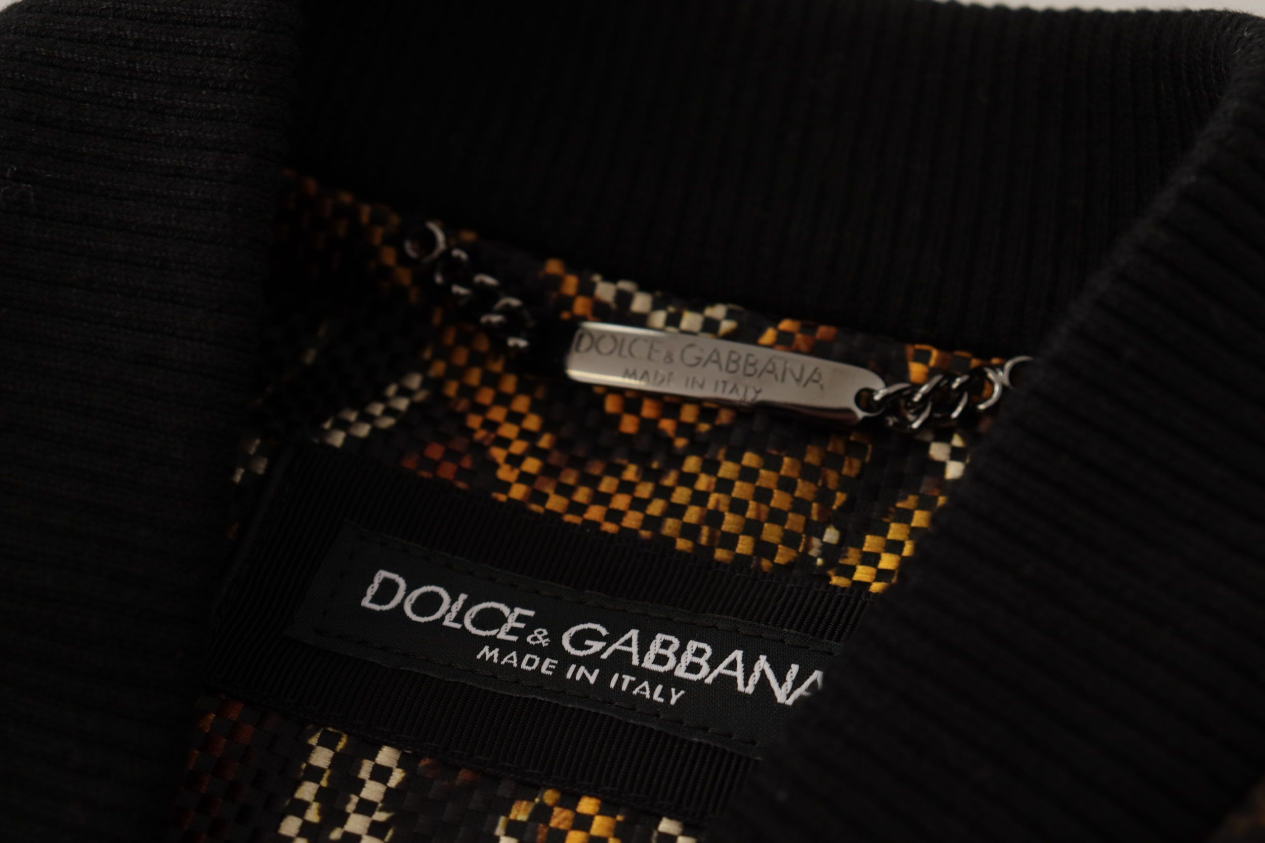 Dolce &amp; Gabbana Brown Feather Full-Zip Blouson Jacket