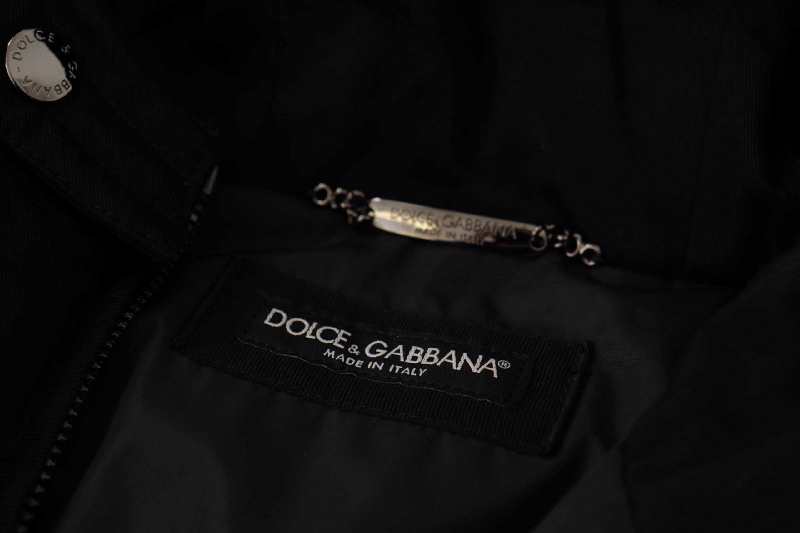 Dolce & Gabbana Schwarzer Nylon-Parka-Mantel mit Kapuze Winterjacke