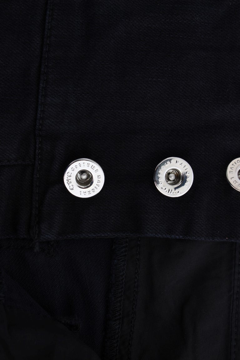 Costume National Schwarze Slim Fit Cropped Jeans aus Baumwolle