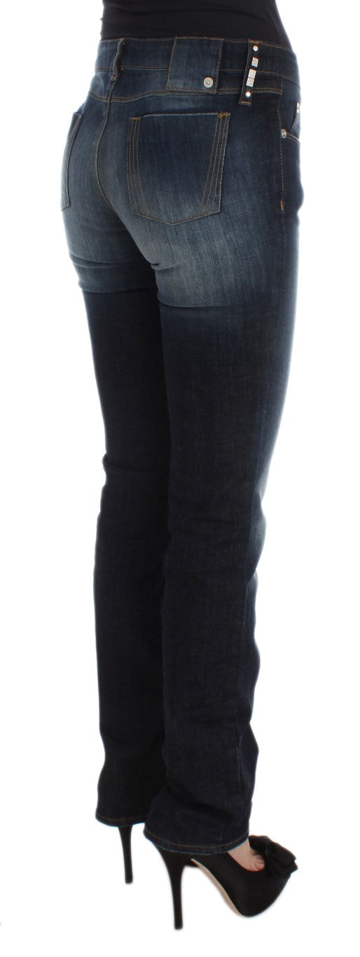 Costume National Blaue Slim Fit Bootcut-Jeans aus Baumwolle