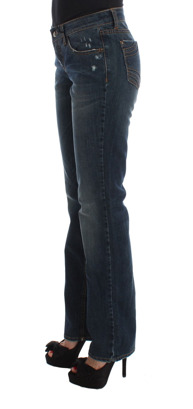 Costume National Blaue Bootcut-Jeans aus Baumwollmischung
