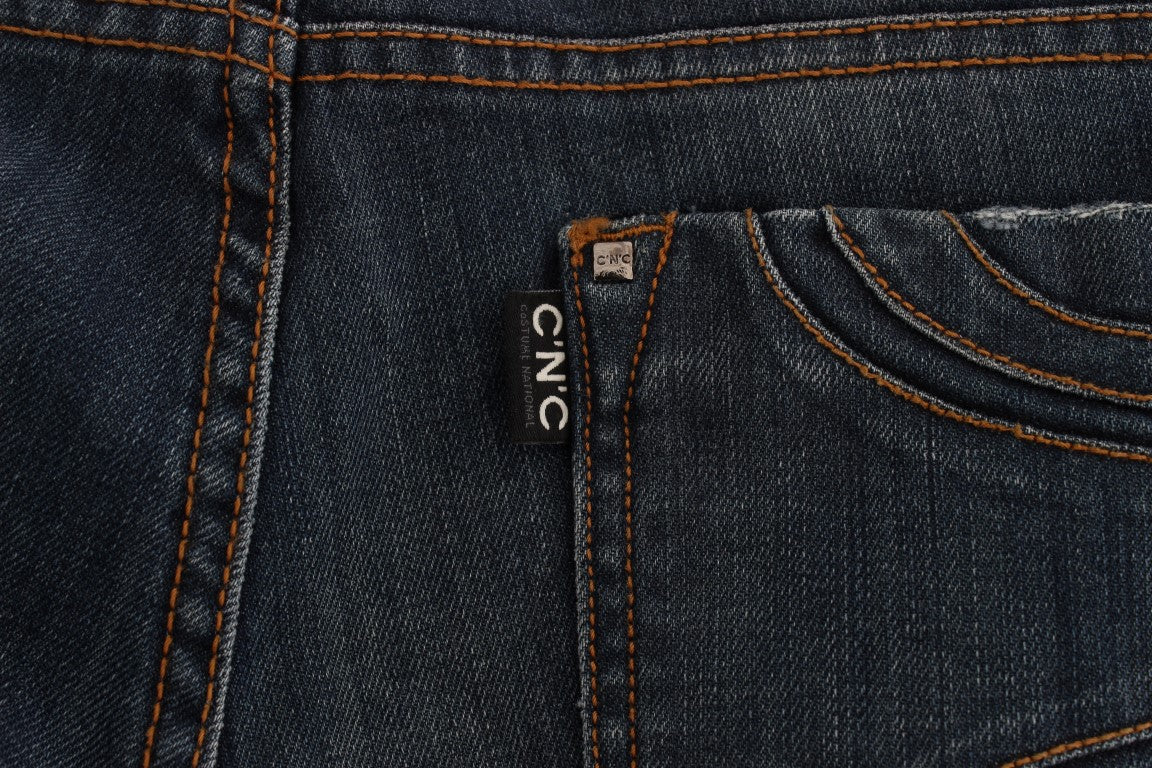 Costume National Blaue Bootcut-Jeans aus Baumwollmischung