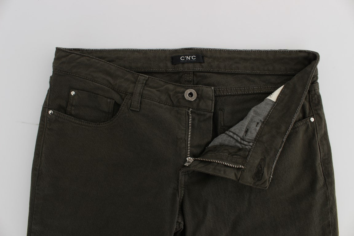 Costume National Grüne Slim Fit Jeans aus Baumwollmischung