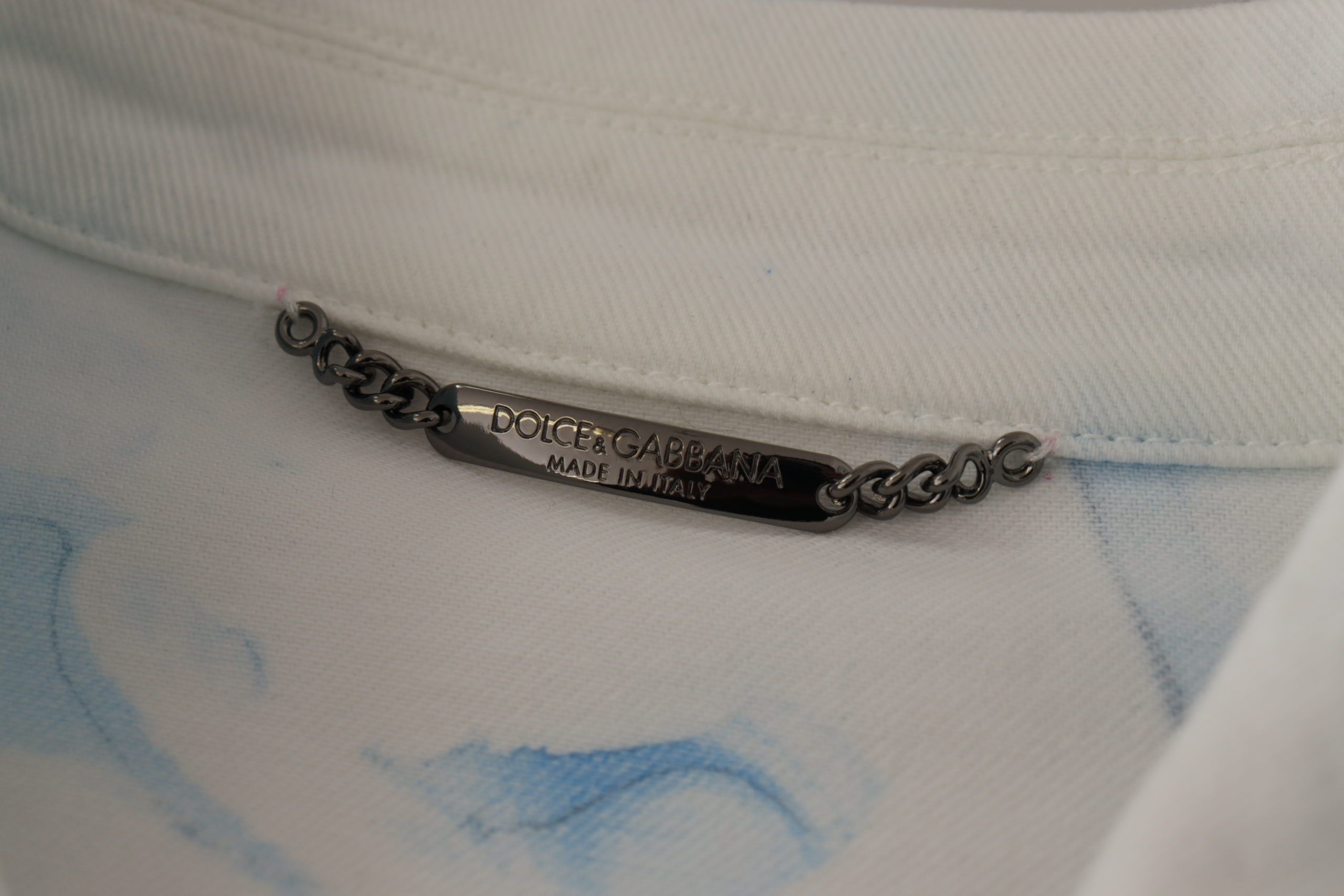 Dolce & Gabbana Weiße Denim-Jacke mit Logo-Stickerei aus Baumwolle