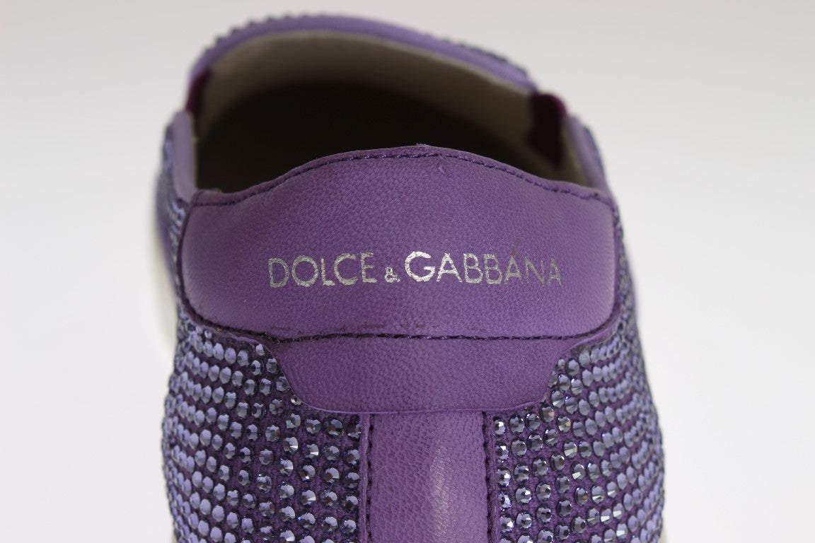 Dolce & Gabbana Lila Strass Canvas Logo Sneakers