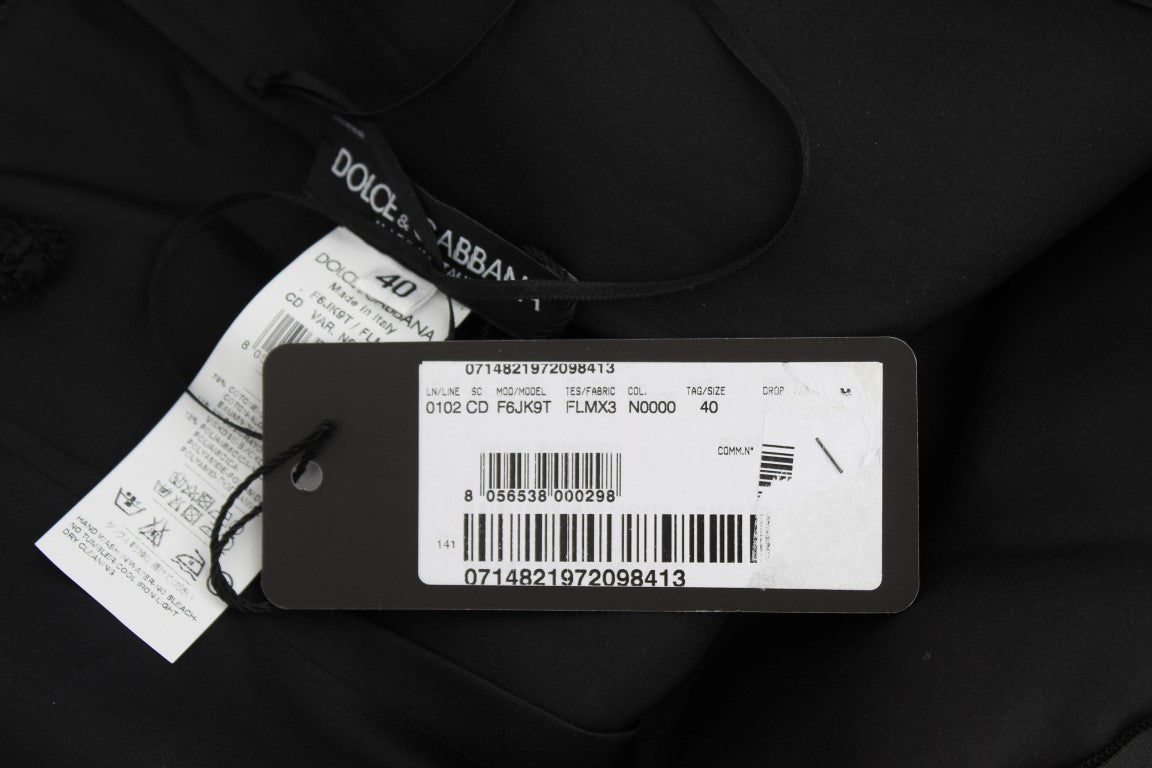 Dolce &amp; Gabbana Black Floral Knee-Length Lace Shift Dress