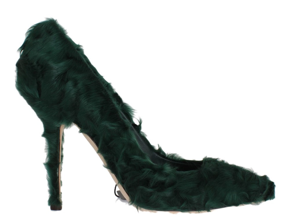 Dolce &amp; Gabbana Green Xiangao Lambskin Leather Pumps