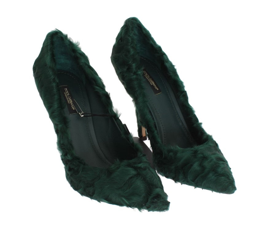 Dolce & Gabbana Grüne Xiangao Lammfell Leder Pumps
