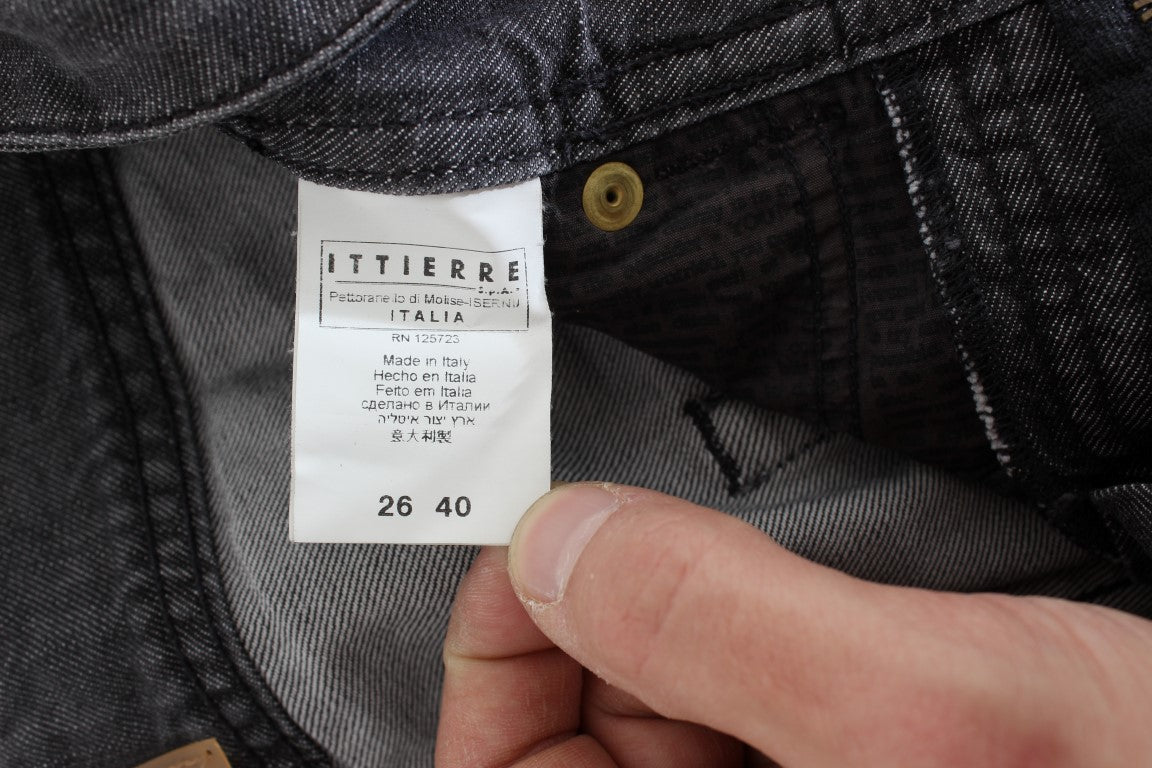 John Galliano Graue Baumwollwaschung Zerrissene Straight Fit Jeans