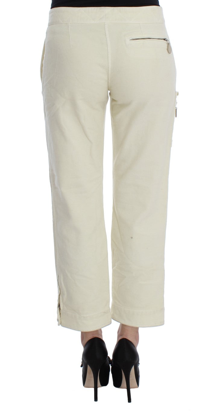 Ermanno Scervino Beigefarbene Capri-Cargo-Hose aus Baumwolle
