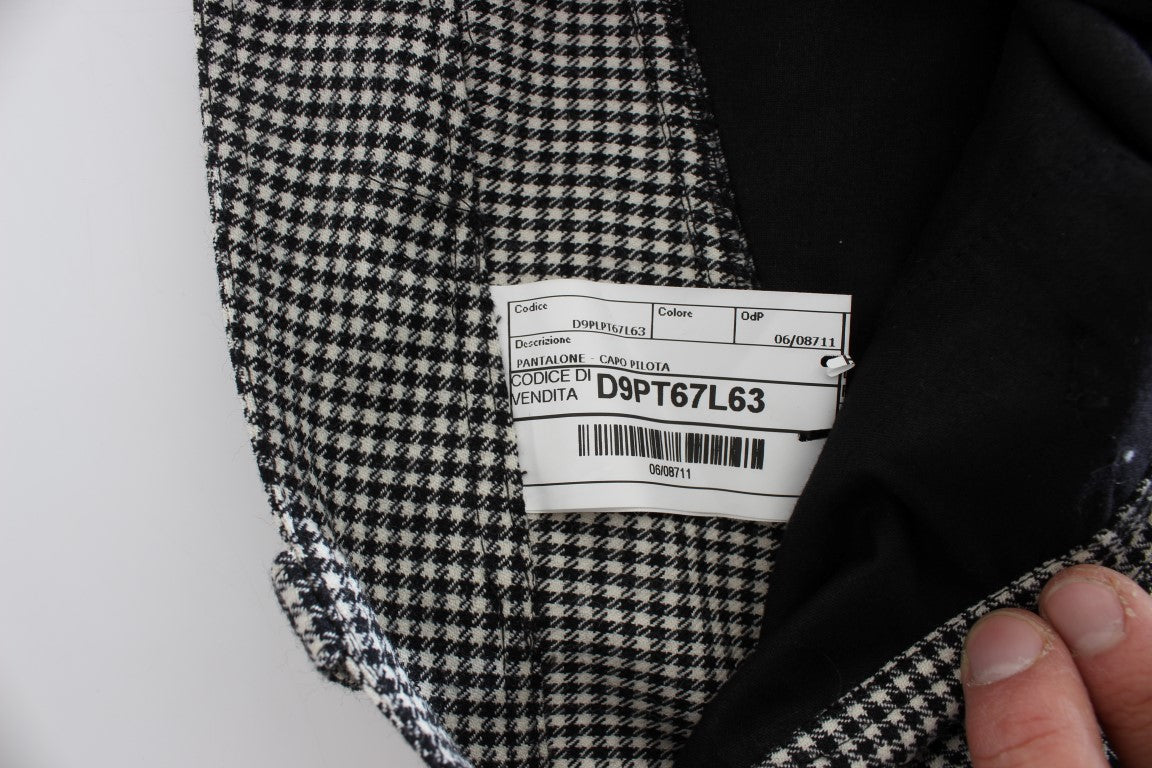 Ermanno Scervino Schwarz-weiß karierte Baumwoll-Luxus-Hose