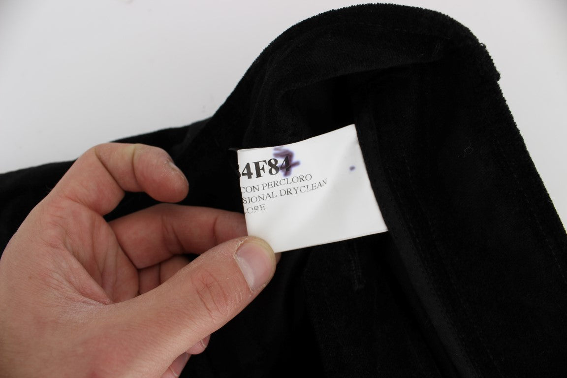 Ermanno Scervino Schwarze Capri-Bootcut-Hose aus Samt und Baumwolle