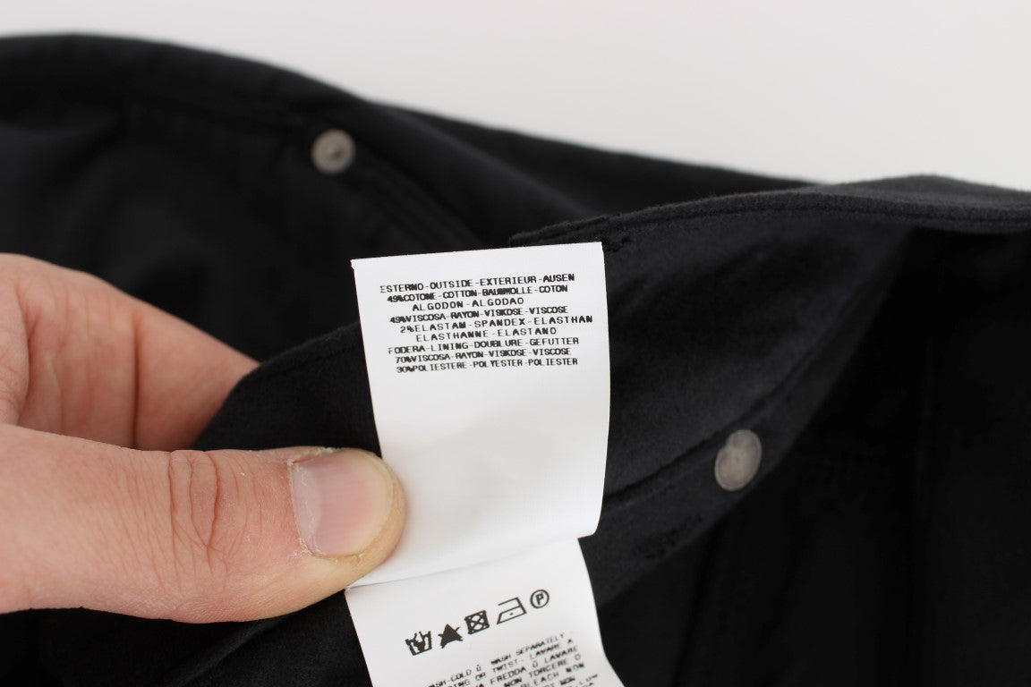 Ermanno Scervino Schwarze Baumwollmischung Regular Fit Hose