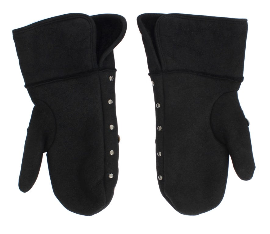 Dolce &amp; Gabbana grey wool shearling gloves with studs