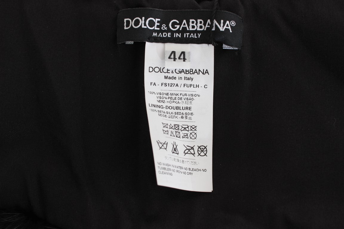Dolce & Gabbana Schwarzer Nerzpelz-Schulterkragen-Schal