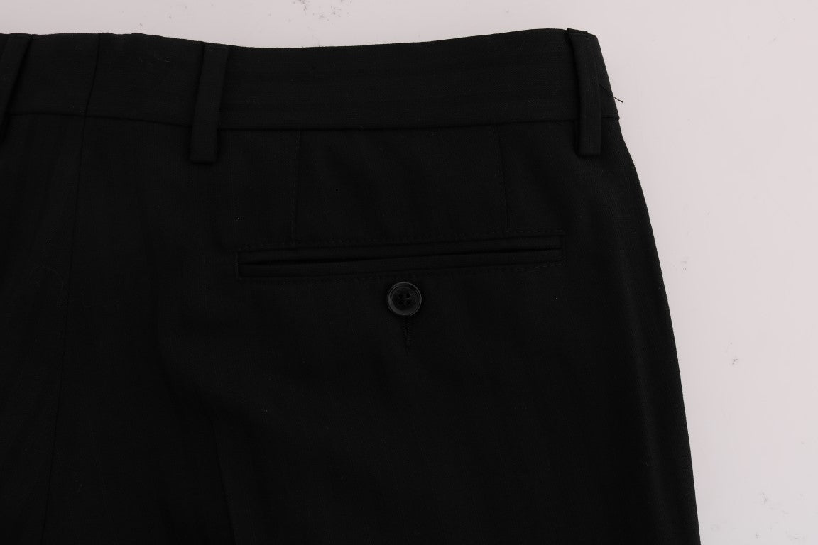Dolce & Gabbana Schwarz gestreifte Woll-Stretch-Hose