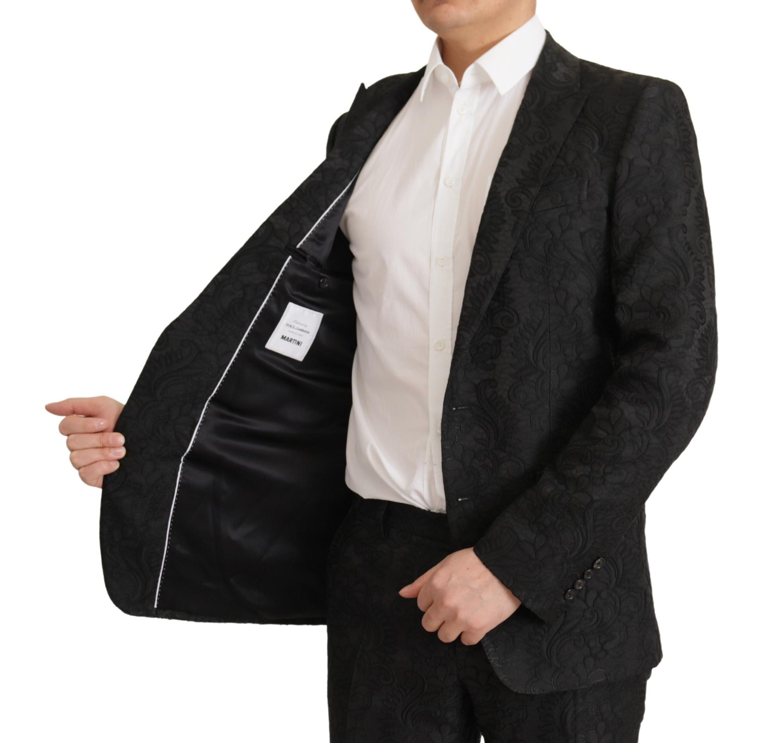 Dolce & Gabbana Schwarzer Brokat-Anzug 2 Stück MARTINI Anzug