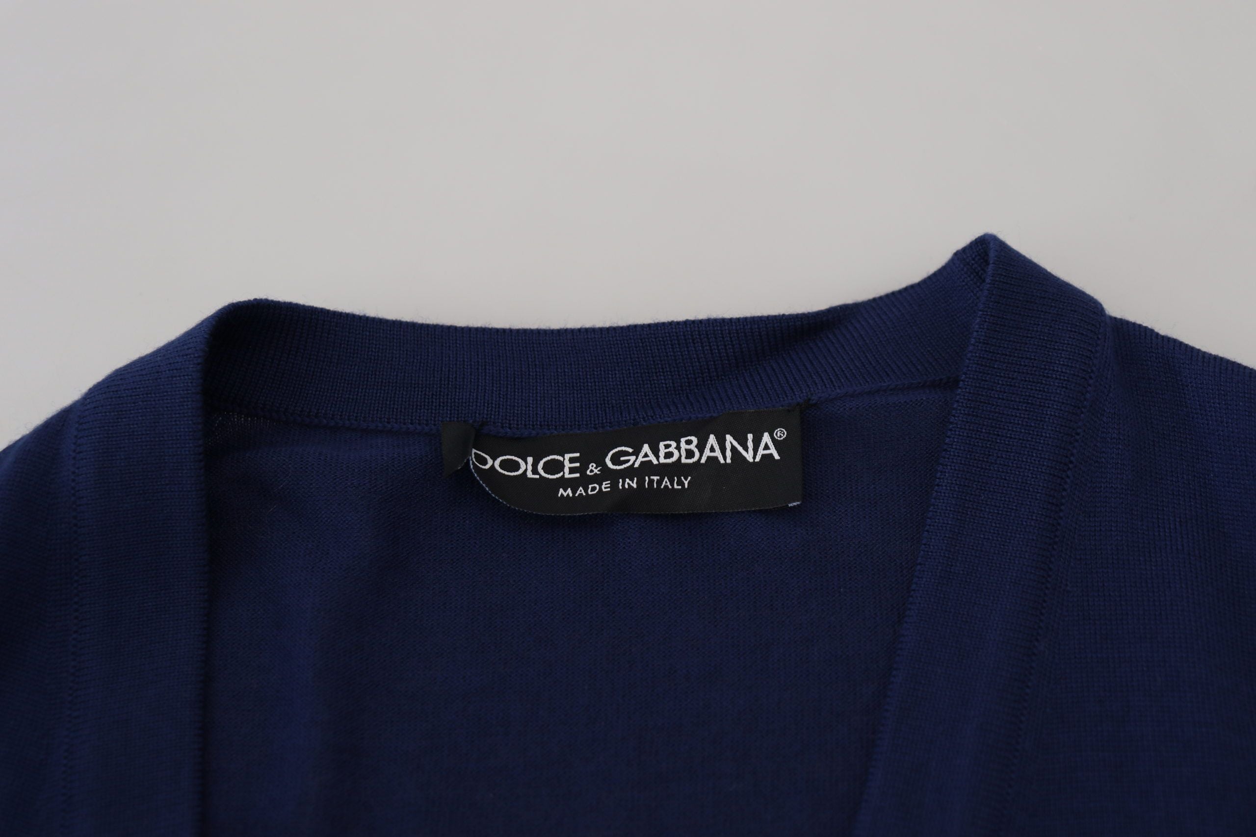 Dolce &amp; Gabbana blue wool V-neck button-front cardigan