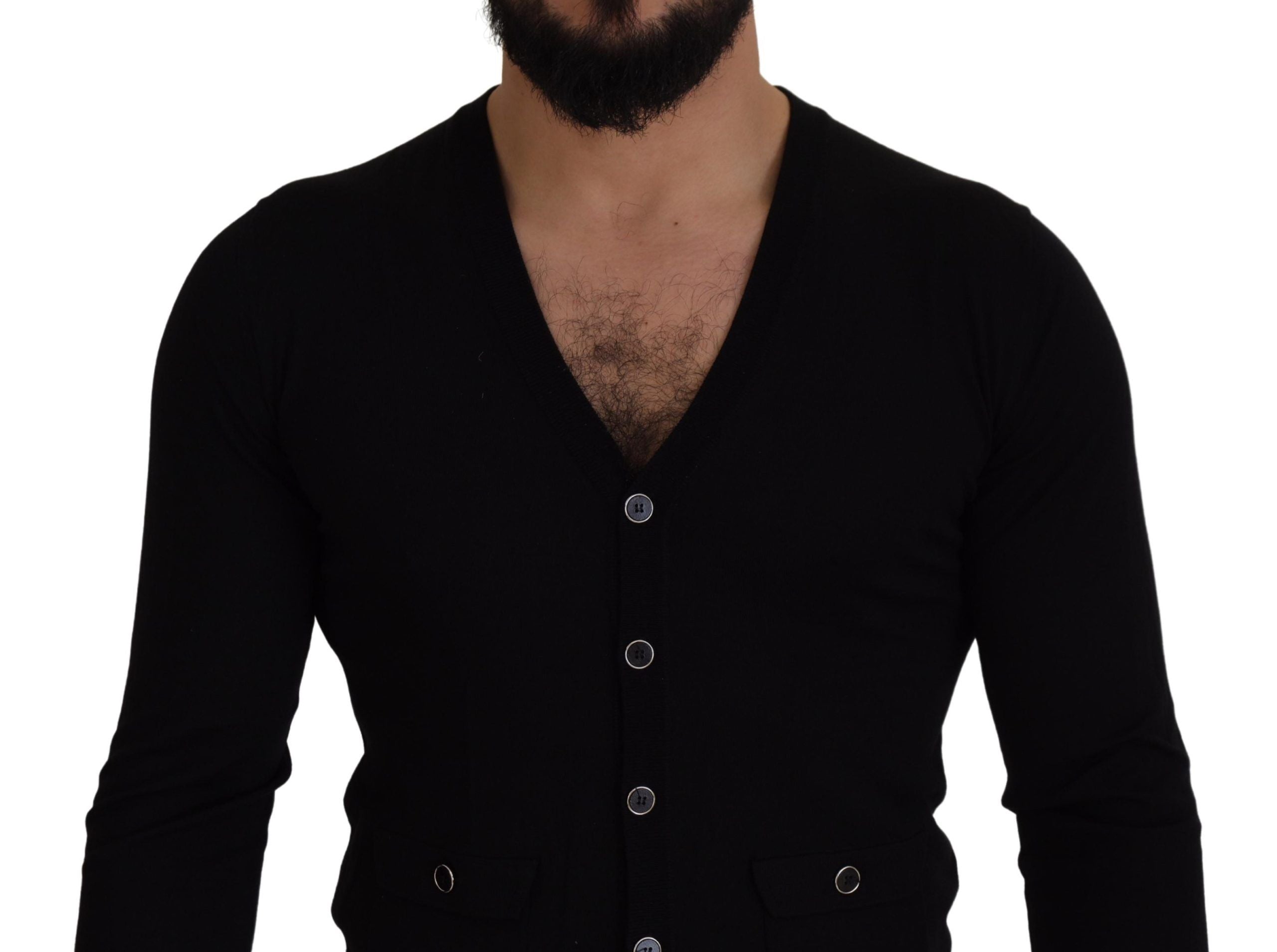 Dolce &amp; Gabbana Black wool button-front cardigan