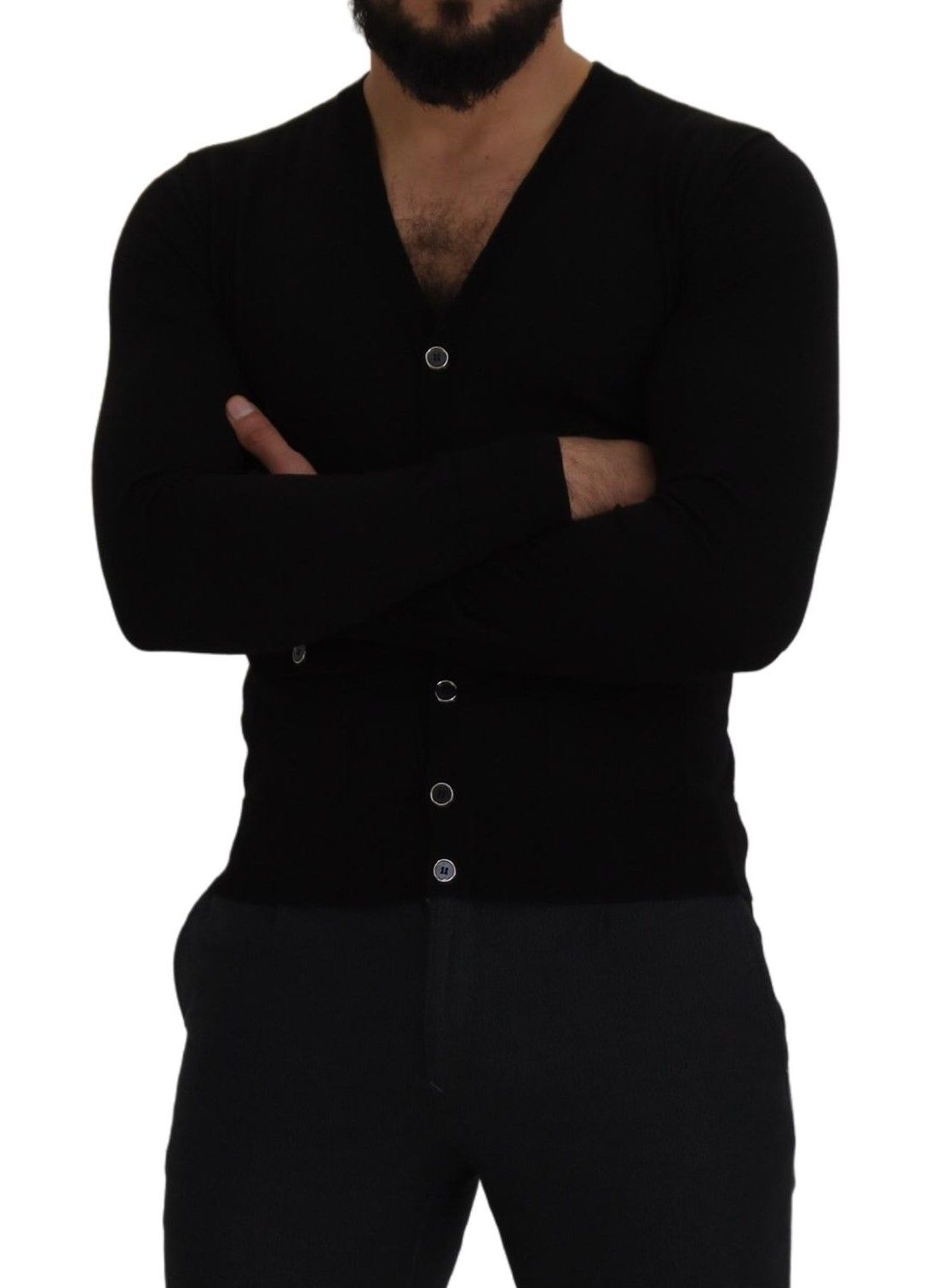 Dolce &amp; Gabbana Black wool button-front cardigan