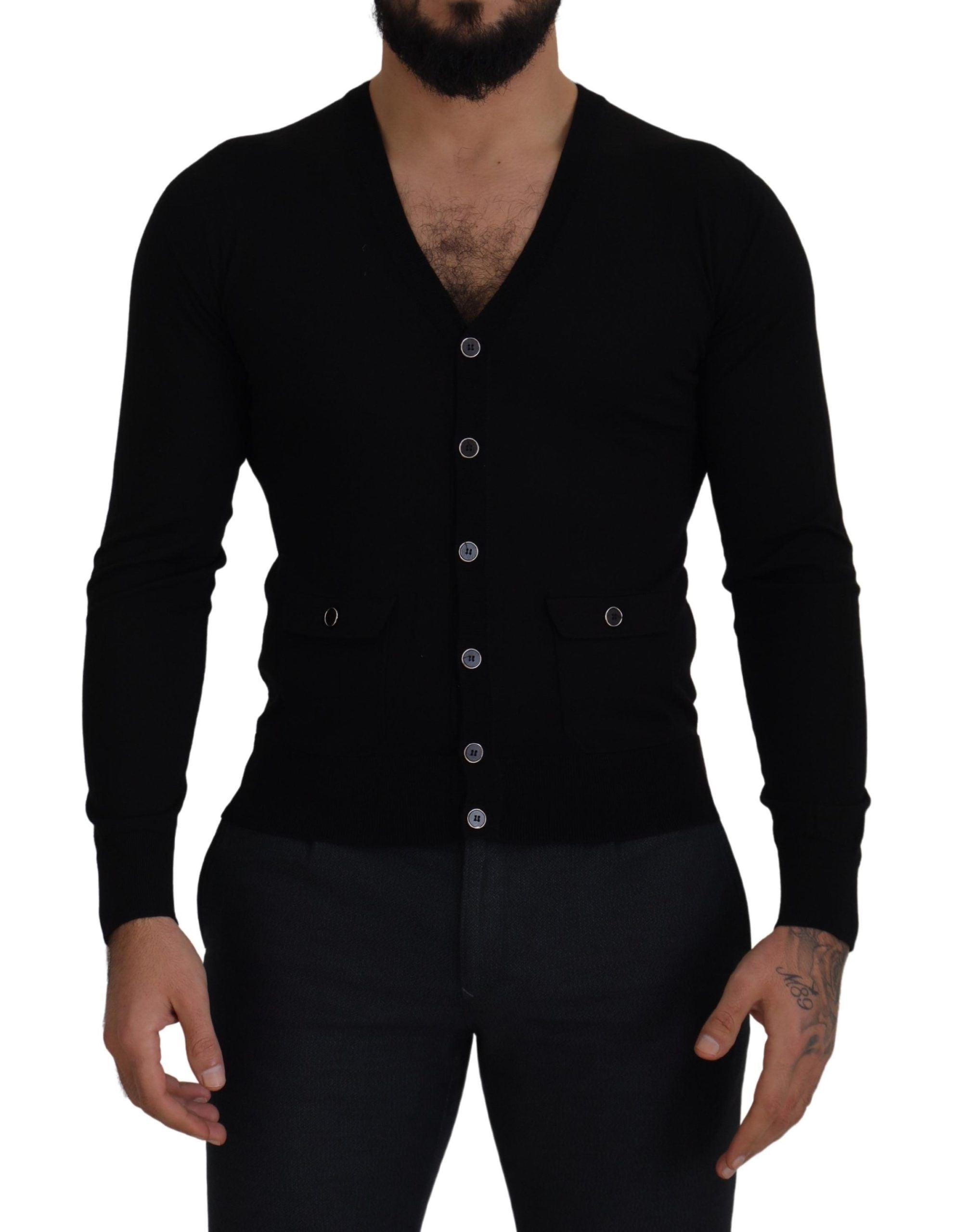 Dolce &amp; Gabbana Black wool button-front cardigan