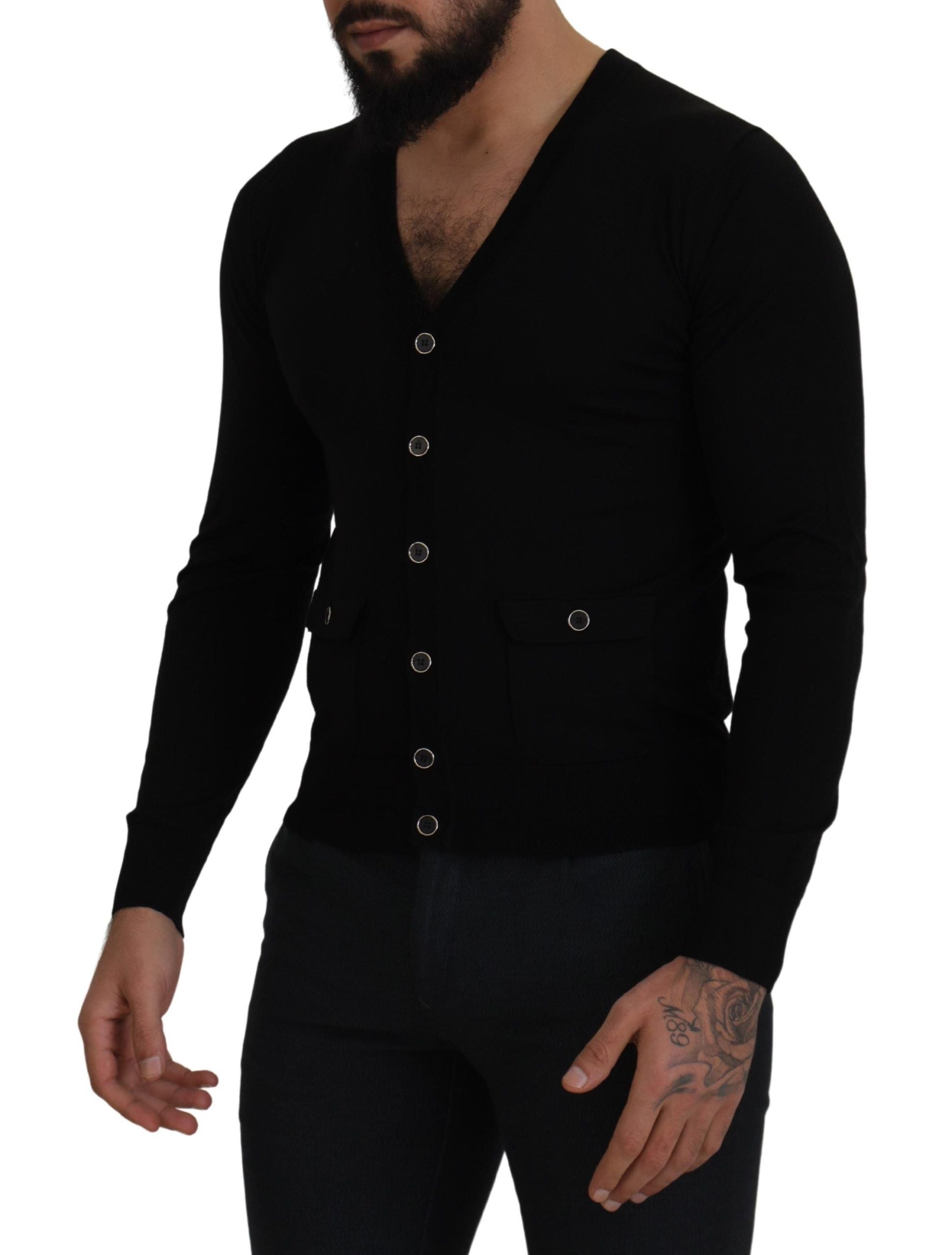 Dolce &amp; Gabbana Black wool button-front cardigan