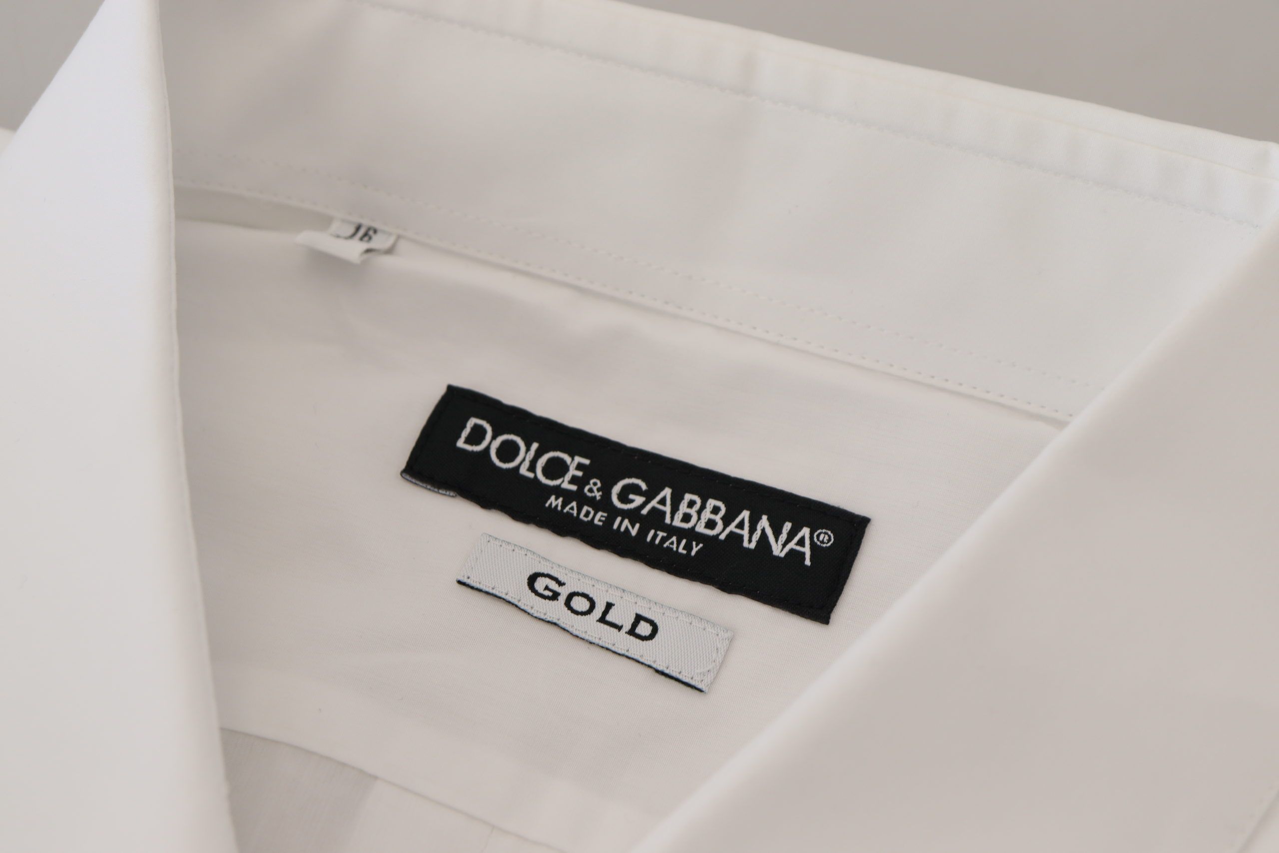 Dolce &amp; Gabbana White Cotton Peacock Feather Formal GOLD Shirt