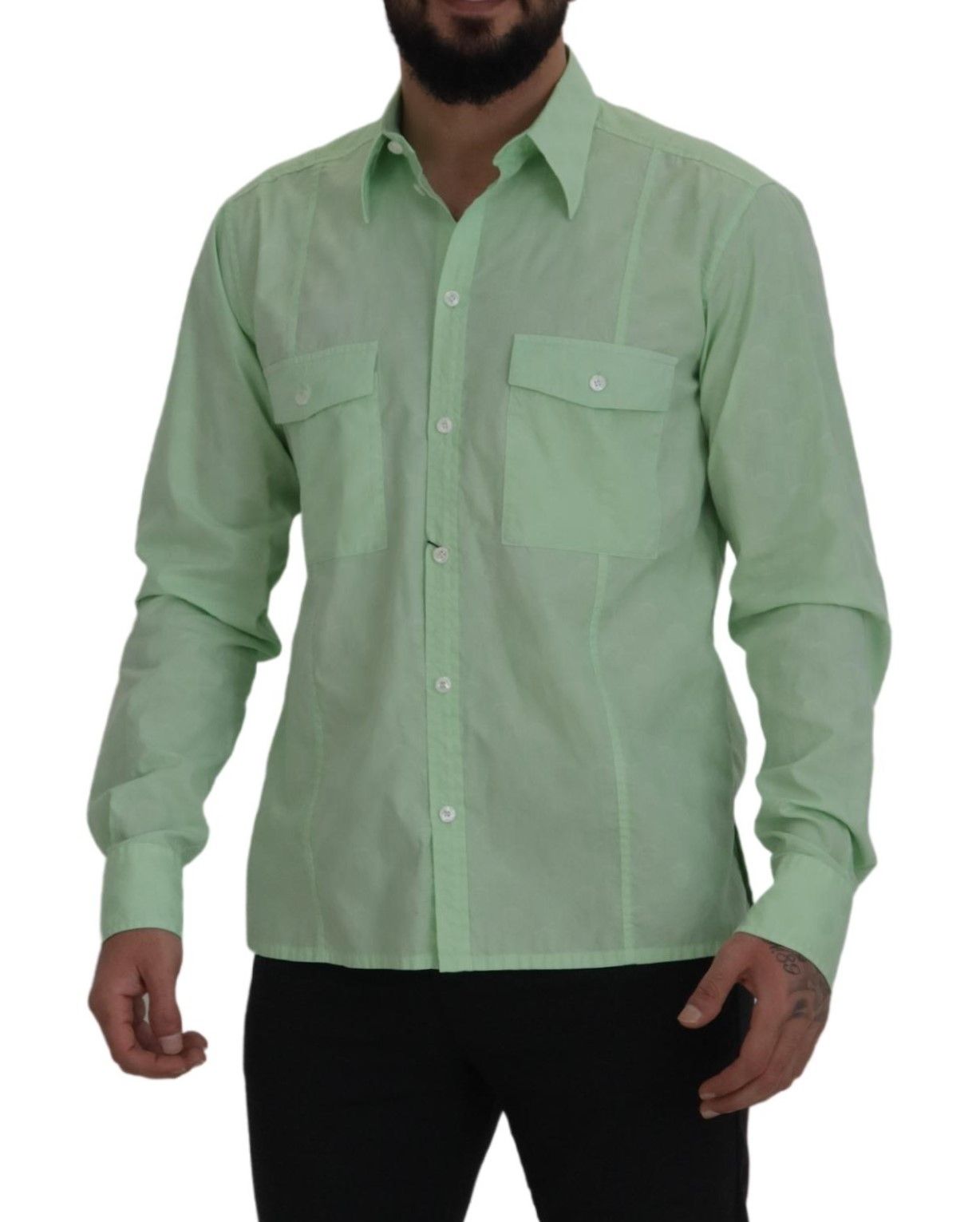 Dolce &amp; Gabbana mint green long-sleeved button-down shirt