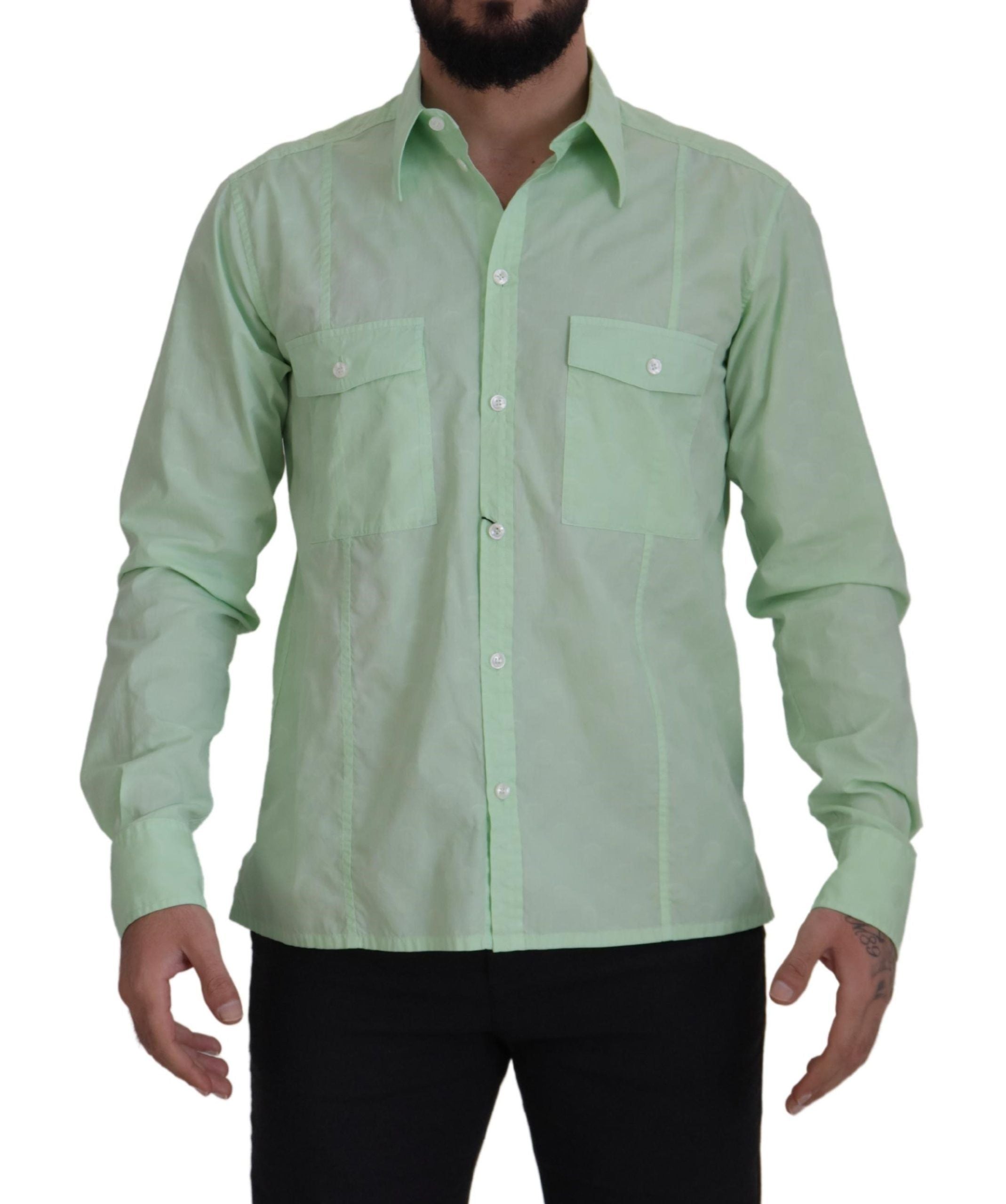 Dolce &amp; Gabbana mint green long-sleeved button-down shirt